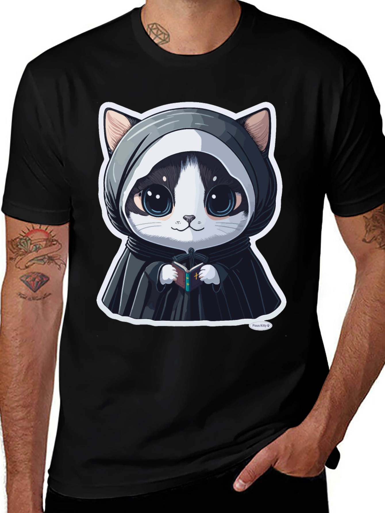 Cute Kitty Priest Graphic Tee