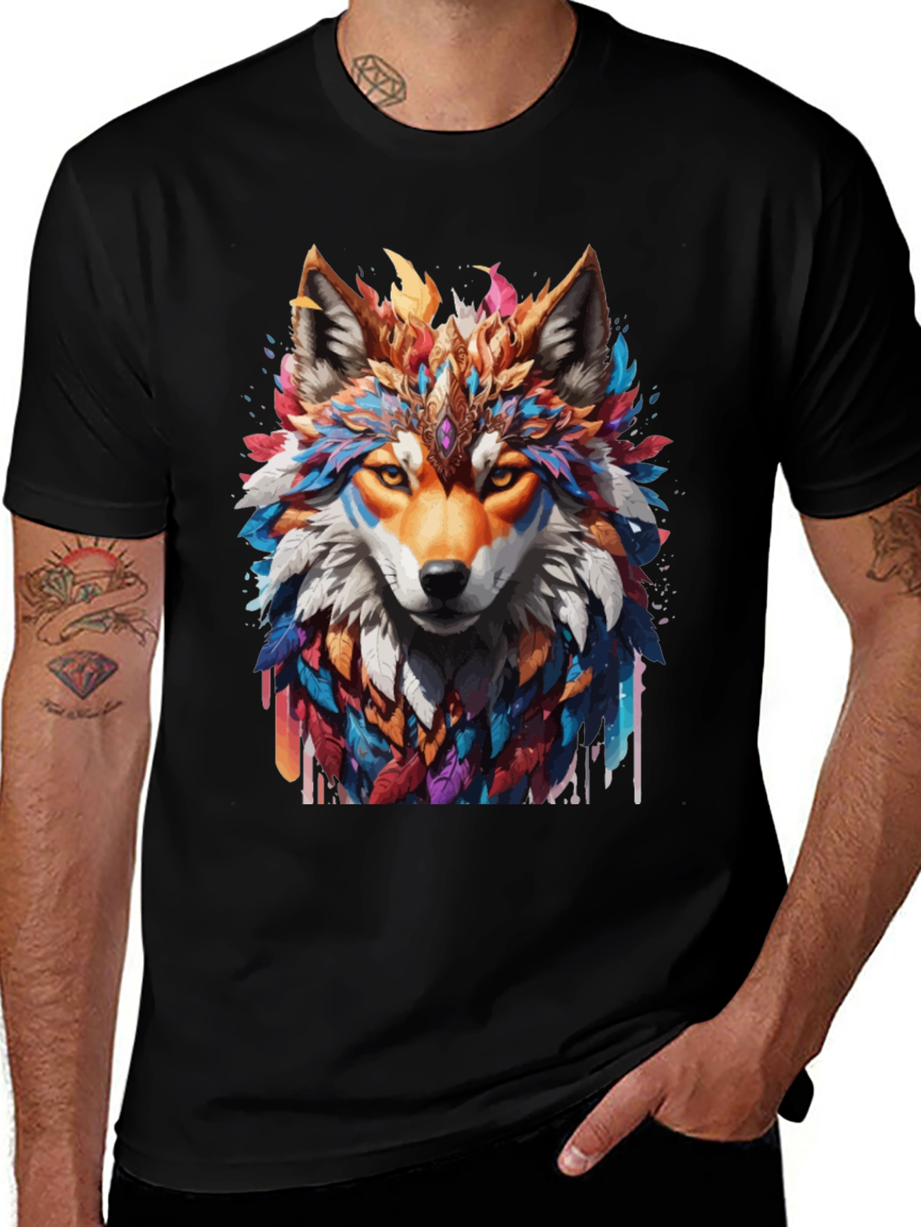 Variant 24 of Colorful Wolf Graphic T-Shirt