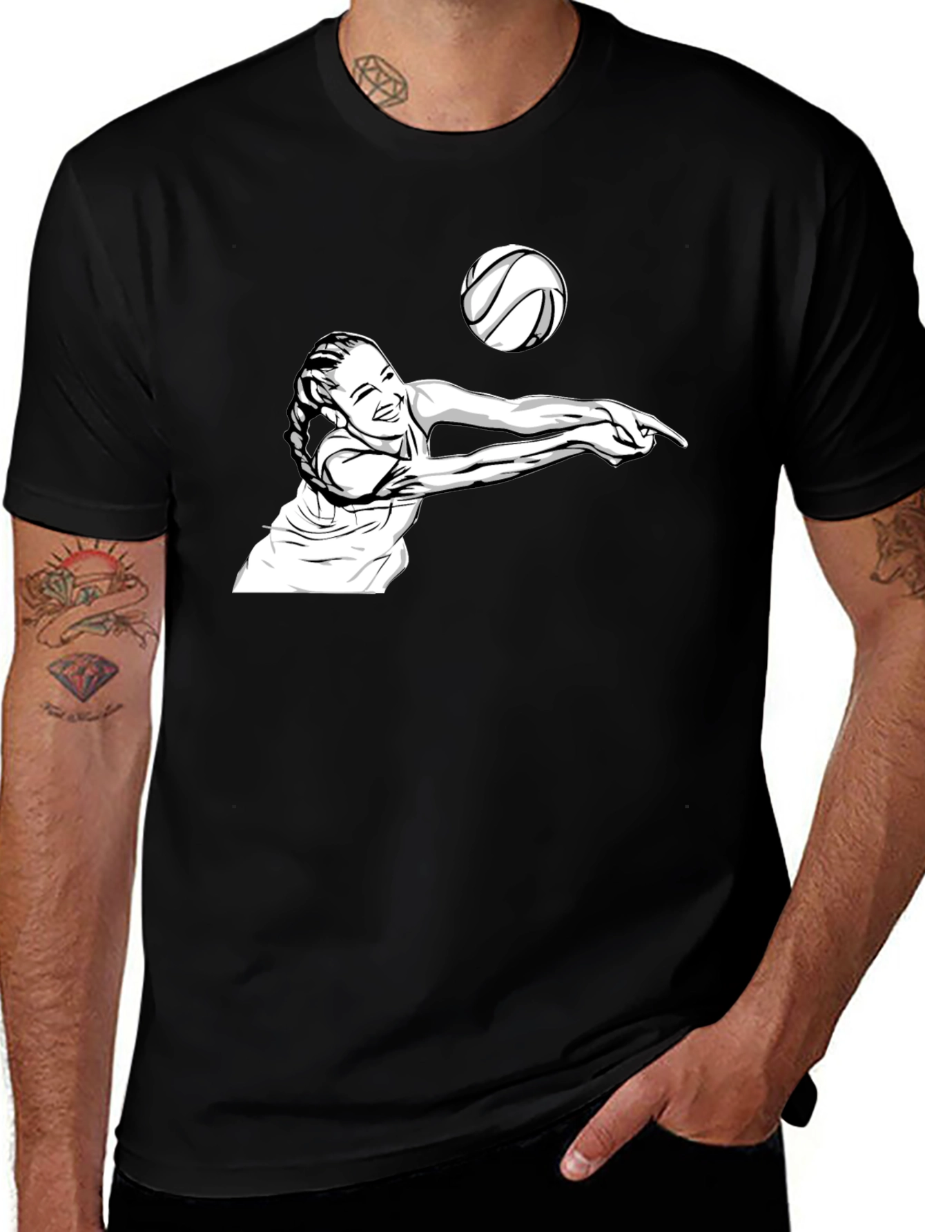 Variant 6 of Volleyball Player Graphic Tee - Black