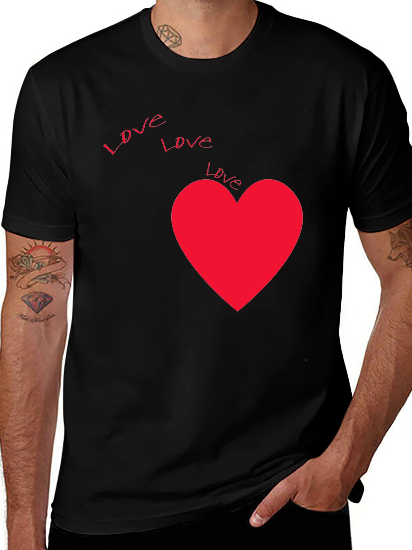 Variant 9 of Love Heart Graphic Tee - Black Casual T-Shirt