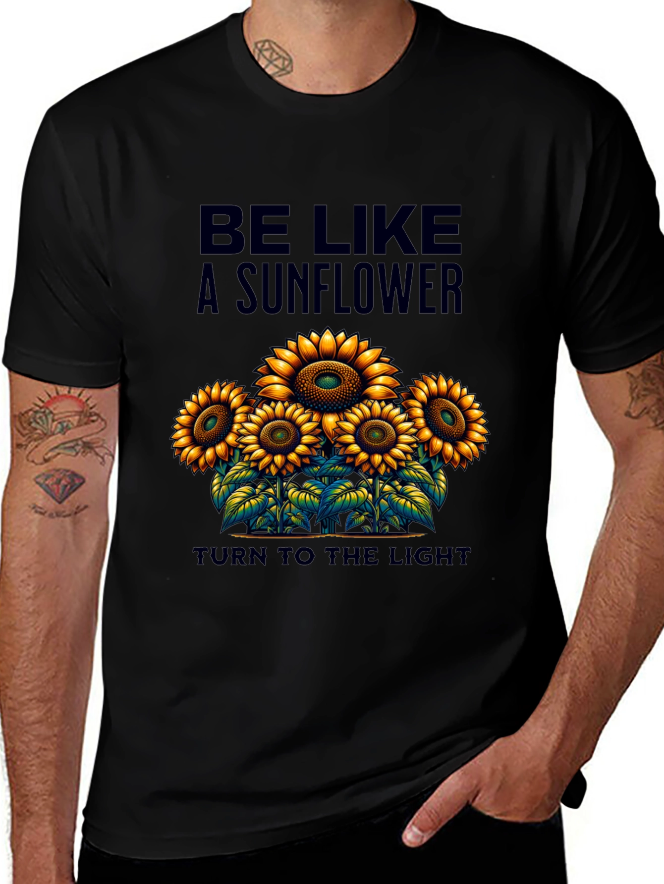 Variant 12 of Be Like a Sunflower Graphic T-Shirt - Black
