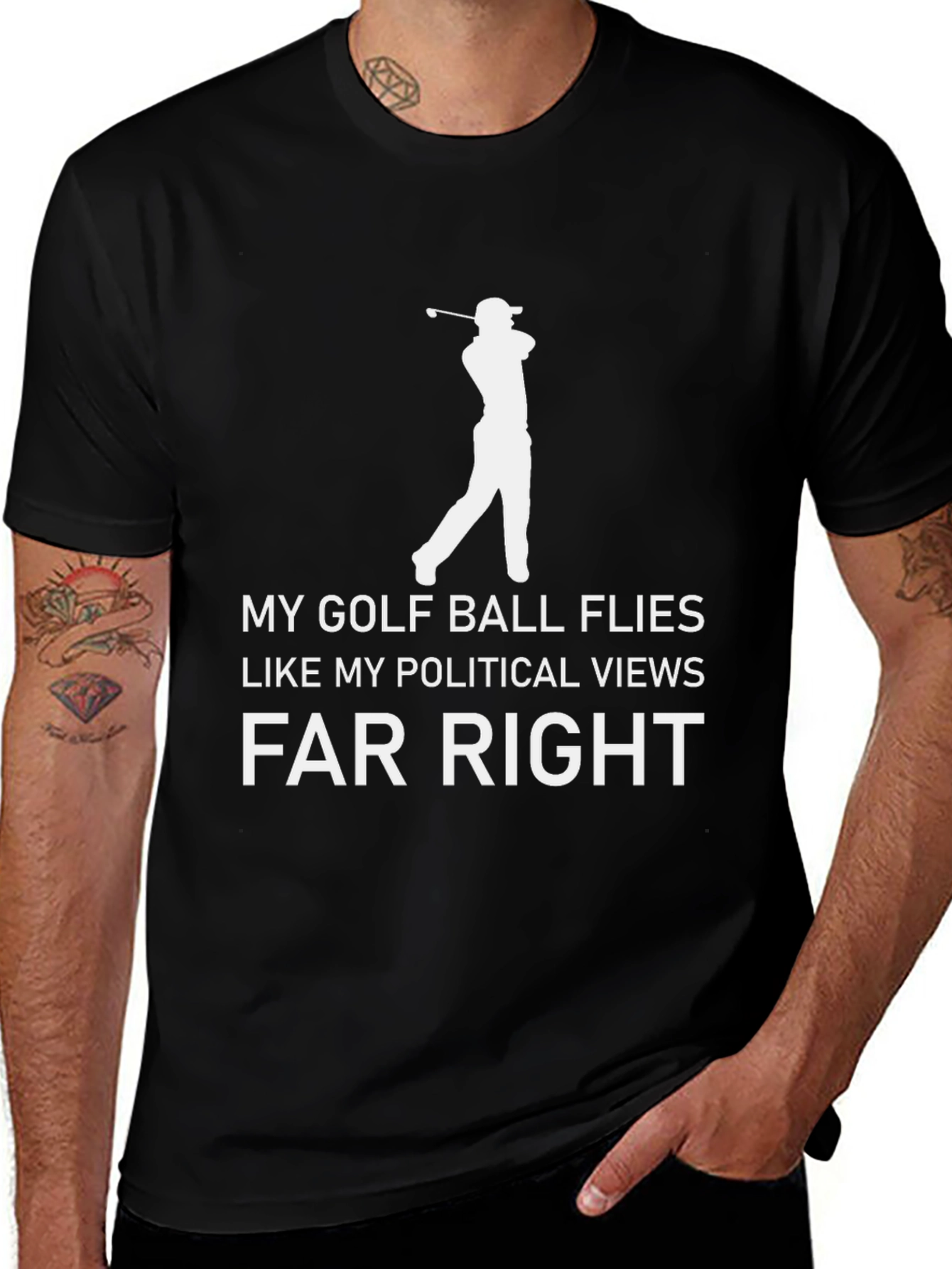 Variant 29 of Political Humor Golf T-Shirt - Flies Far Right!