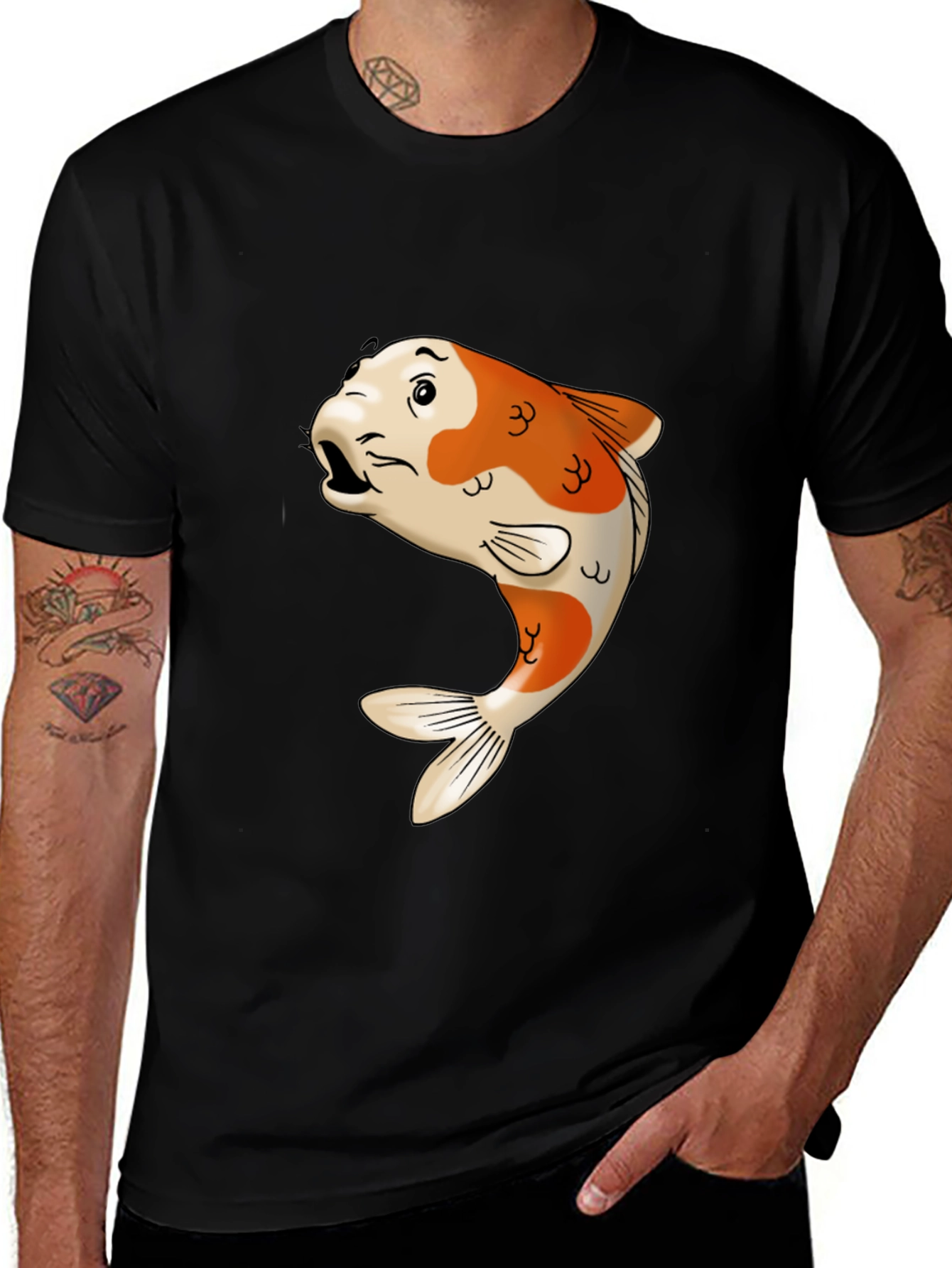 Variant 20 of Koi Fish Graphic Tee - Black Unisex T-Shirt