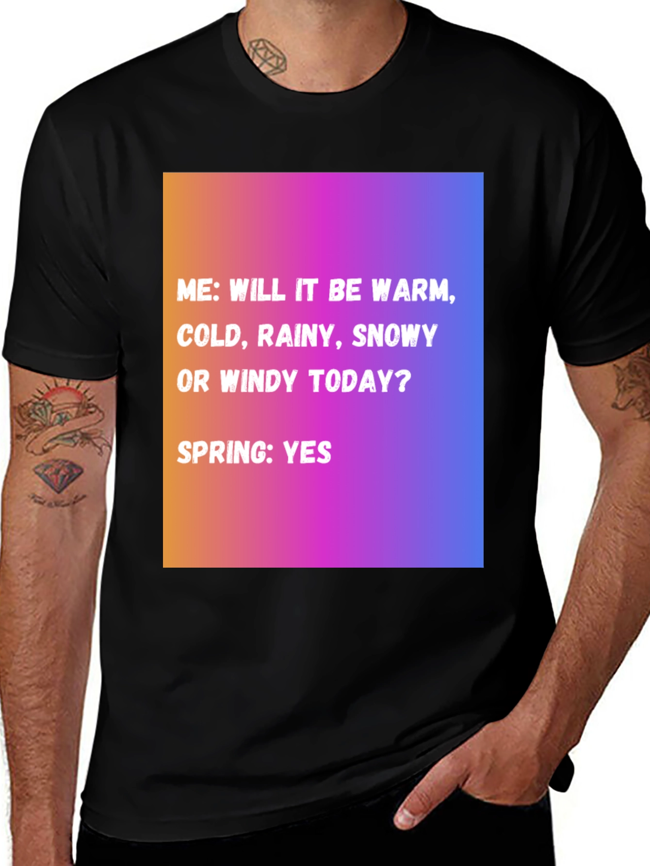 Variant 15 of Funny Spring Weather T-Shirt - Warm, Cold, Rainy, Snowy