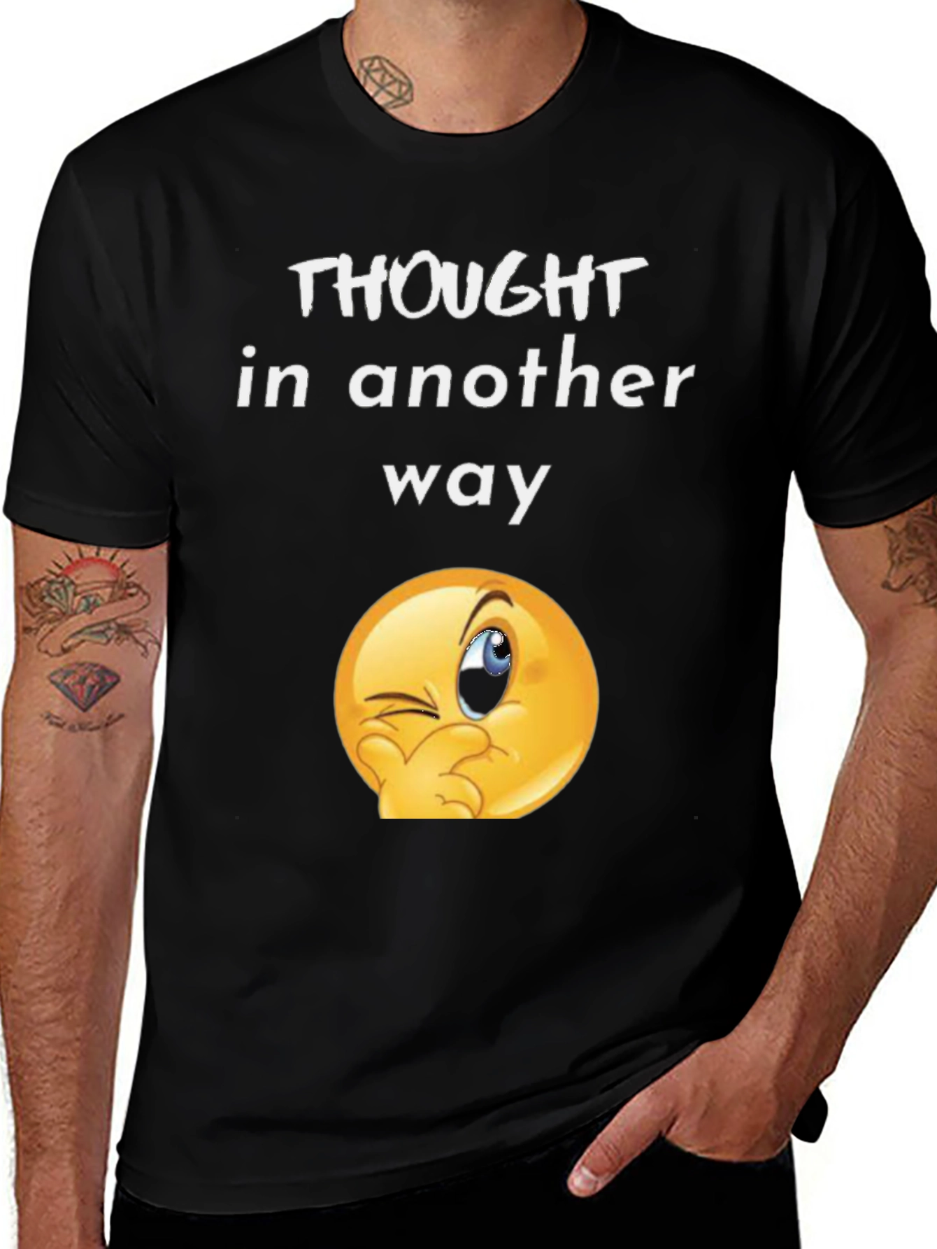 Variant 15 of Thought In Another Way Emoji Black T-Shirt