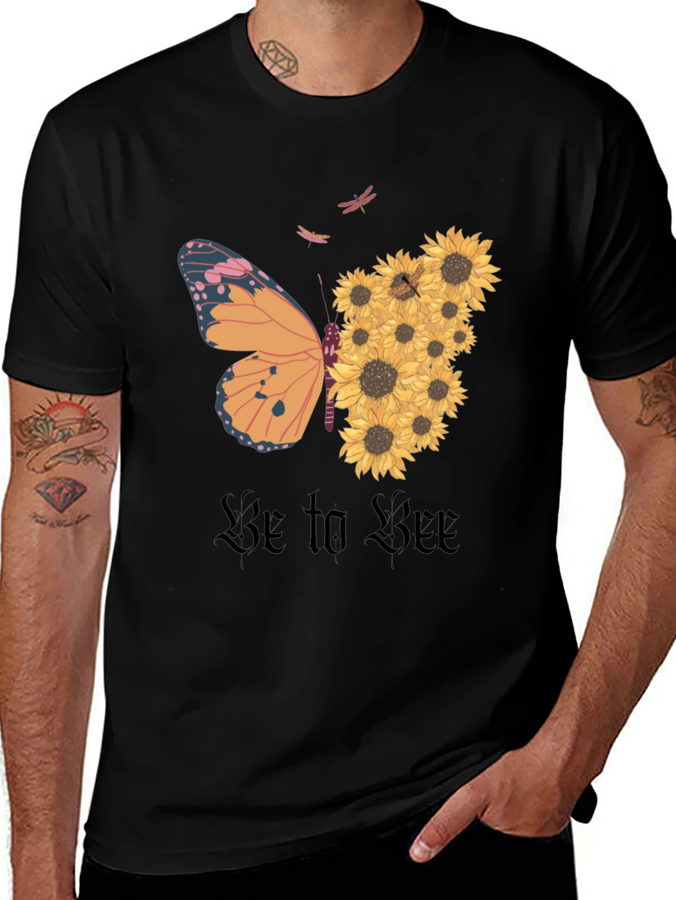 Variant 20 of Butterfly Sunflower Graphic Tee - Nature Inspired T-Shirt