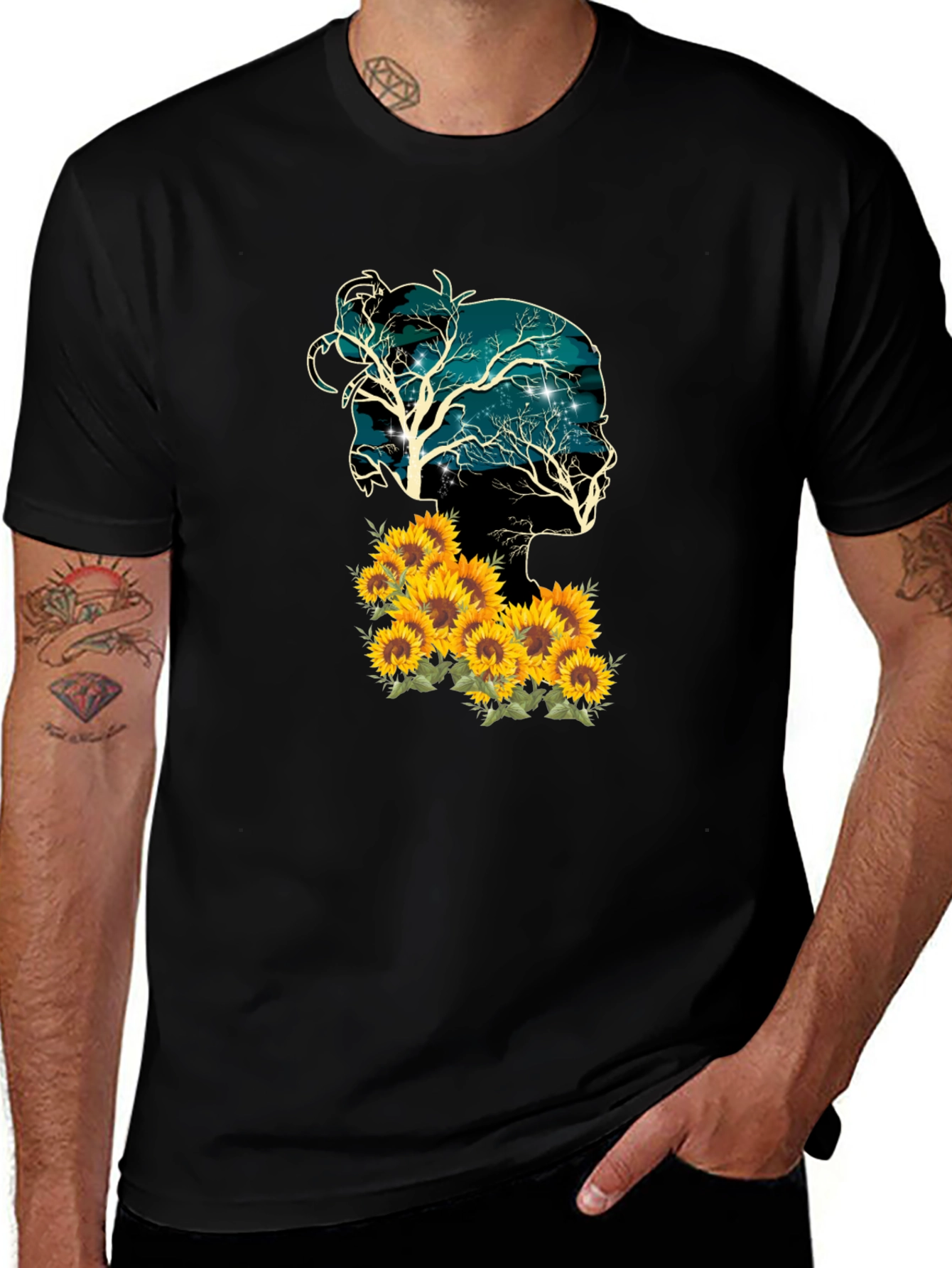 Variant 15 of Sunflower Girl Tee - Black Cotton