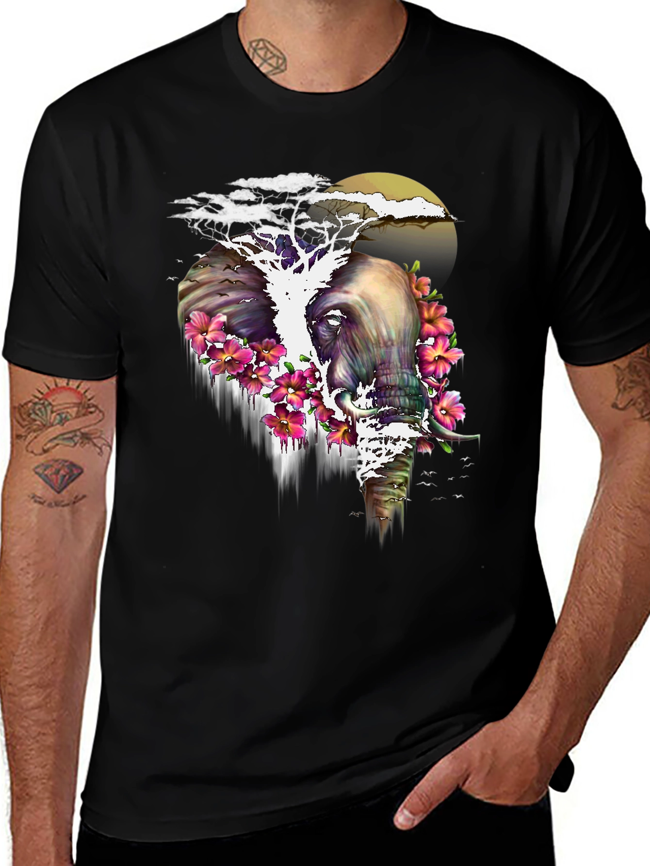Variant 20 of Elephant Floral Graphic Tee - Unique Design