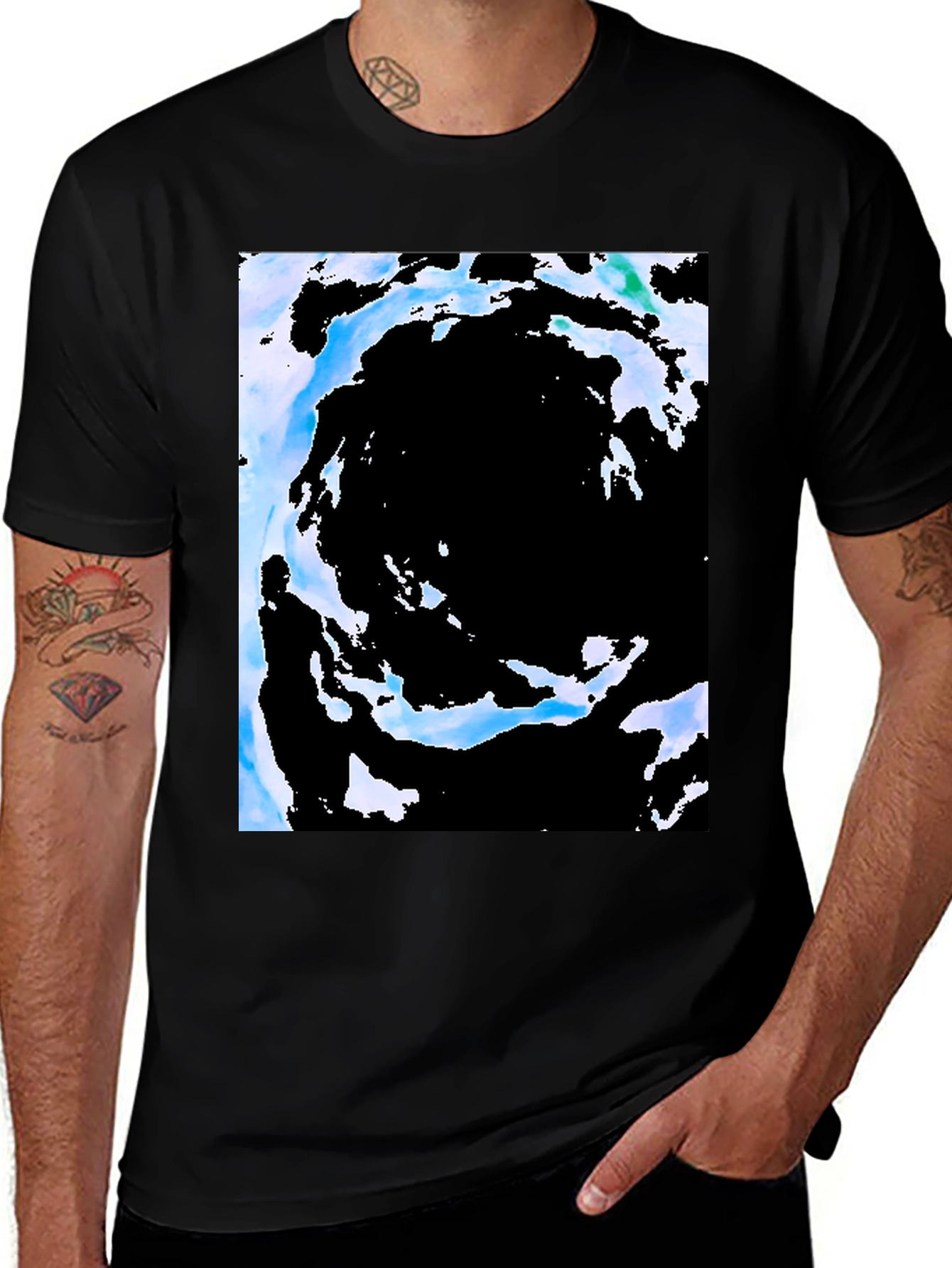 Variant 3 of Abstract Vortex Black T-Shirt