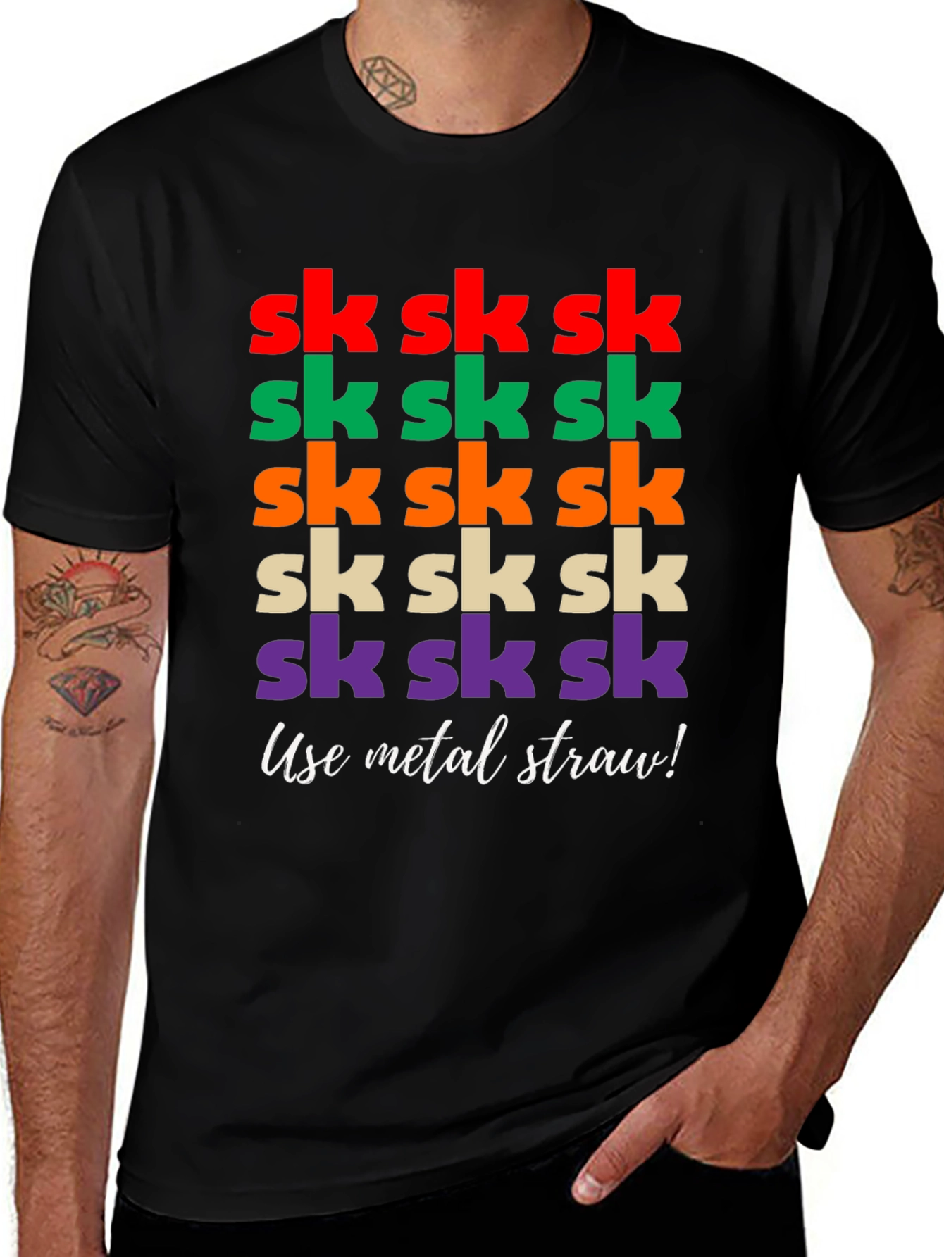 Variant 11 of Sk Sk Sk Funny T-Shirt - Use Metal Straw!