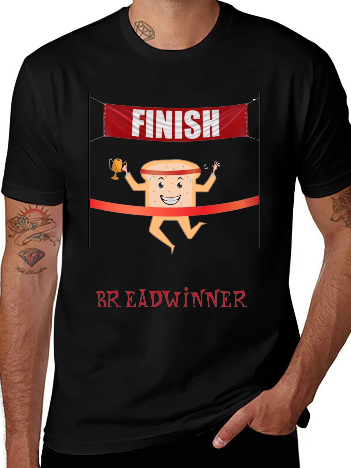 Variant 18 of Breadwinner T-Shirt - Funny Cartoon Bread Design