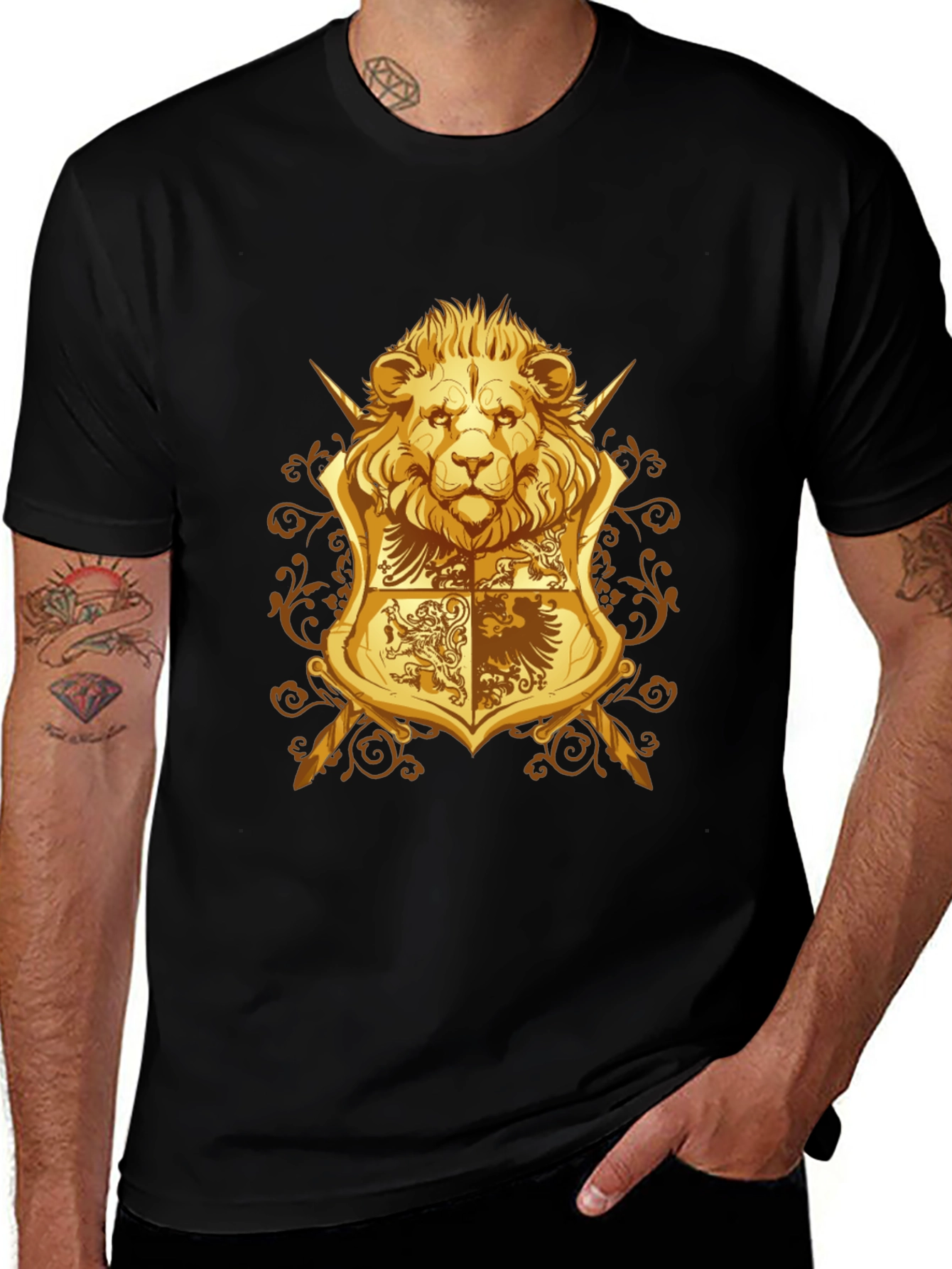 Variant 20 of Lion Crest Graphic Print Black T-Shirt