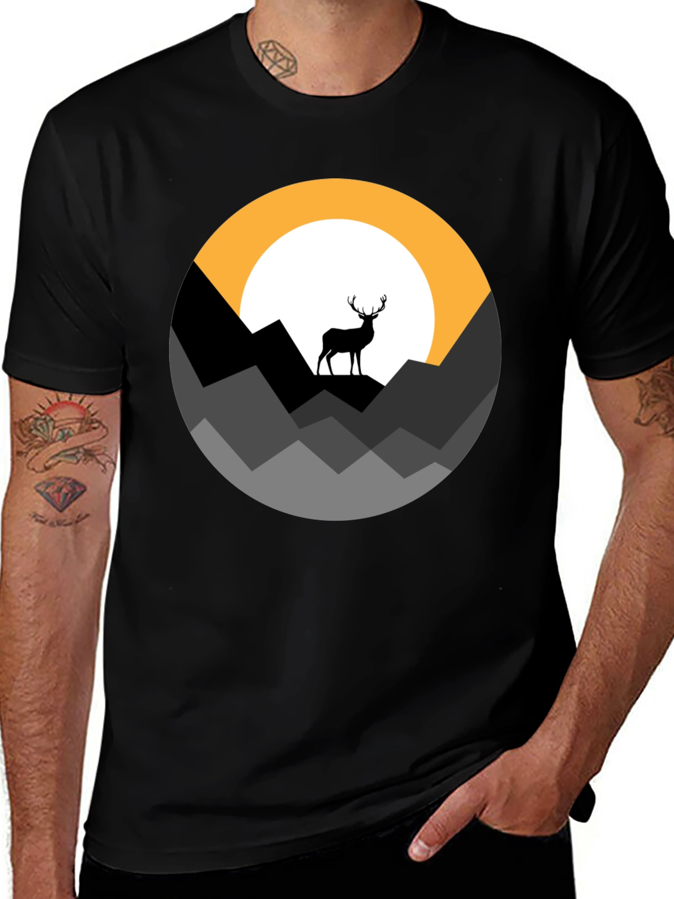Variant 10 of Men's Black Deer Mountain Graphic Tee