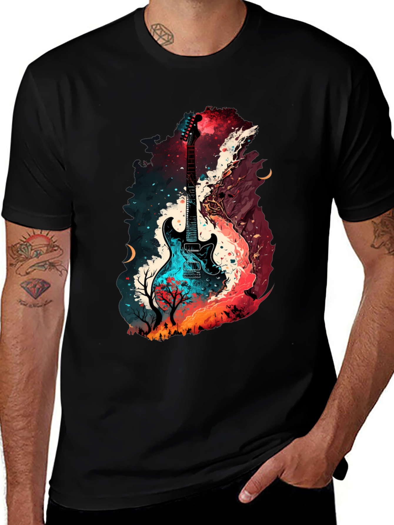 Variant 4 of Guitar Landscape Graphic T-Shirt