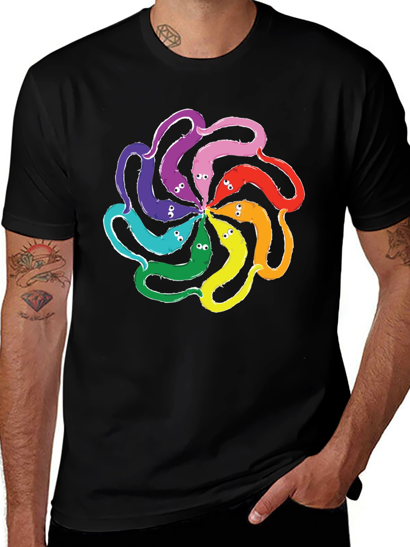 Variant 23 of Colorful Worms On A String T-Shirt