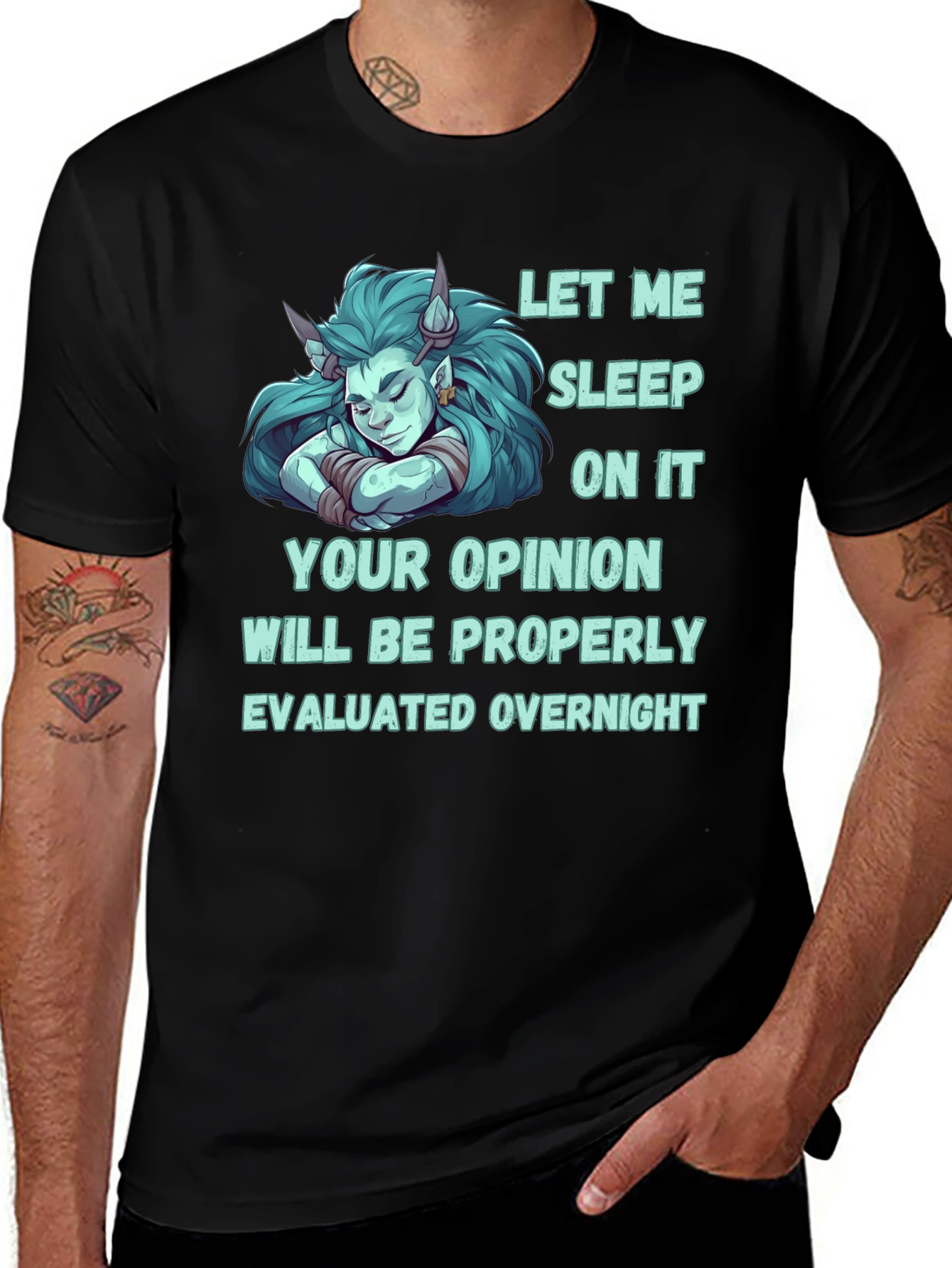 Black Funny "Let Me Sleep On It" Graphic Tee main image