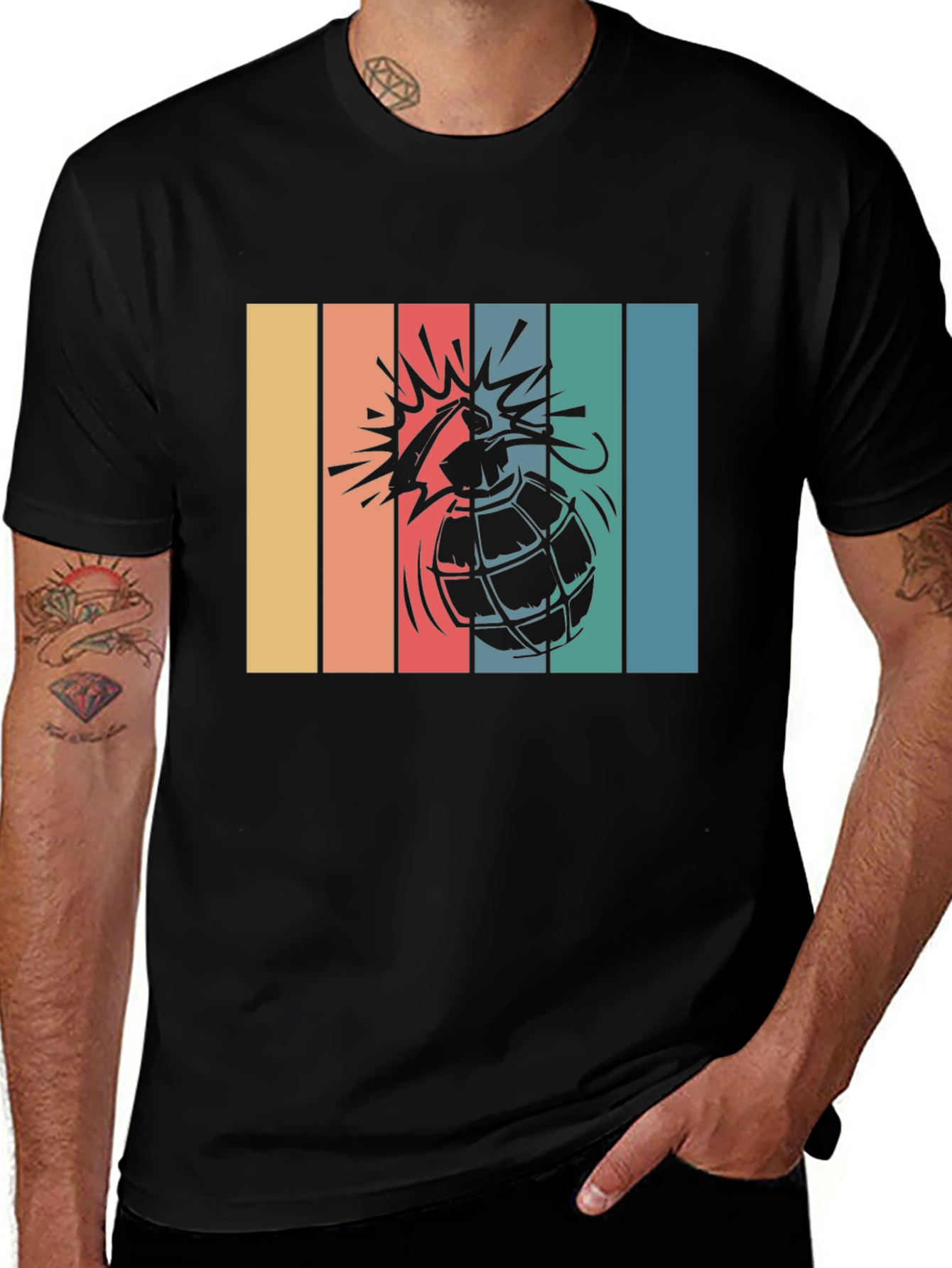 Variant 20 of Retro Grenade Graphic T-Shirt - Vintage Style Design