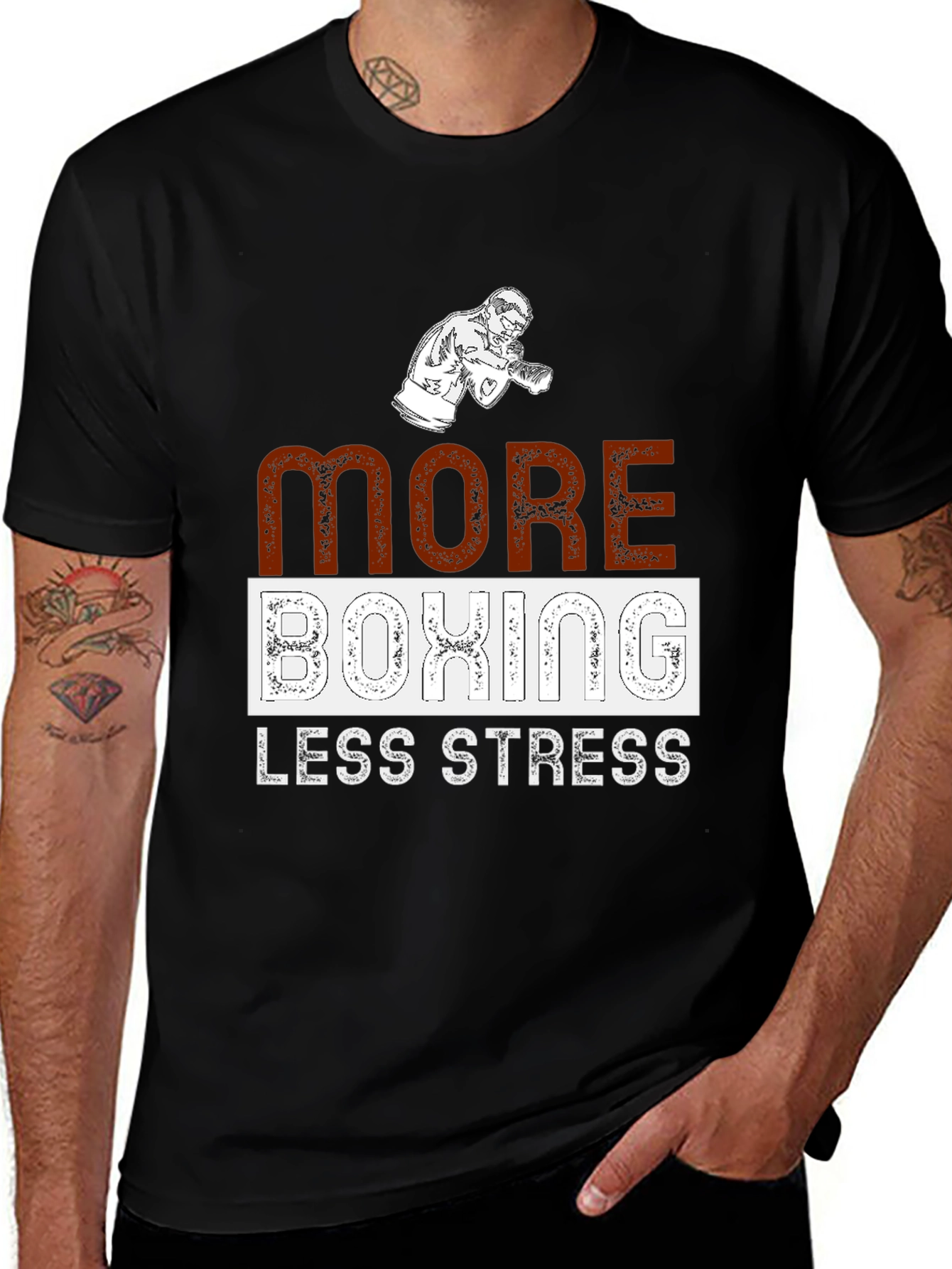 Variant 19 of More Boxing Less Stress Graphic T-Shirt