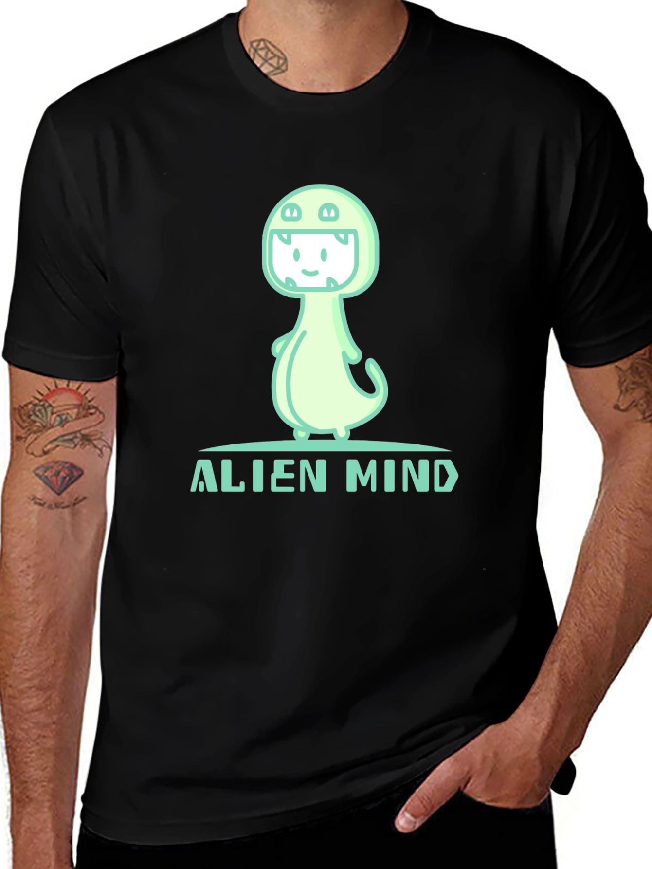Alien Mind Graphic Tee - Comfy Black T-Shirt