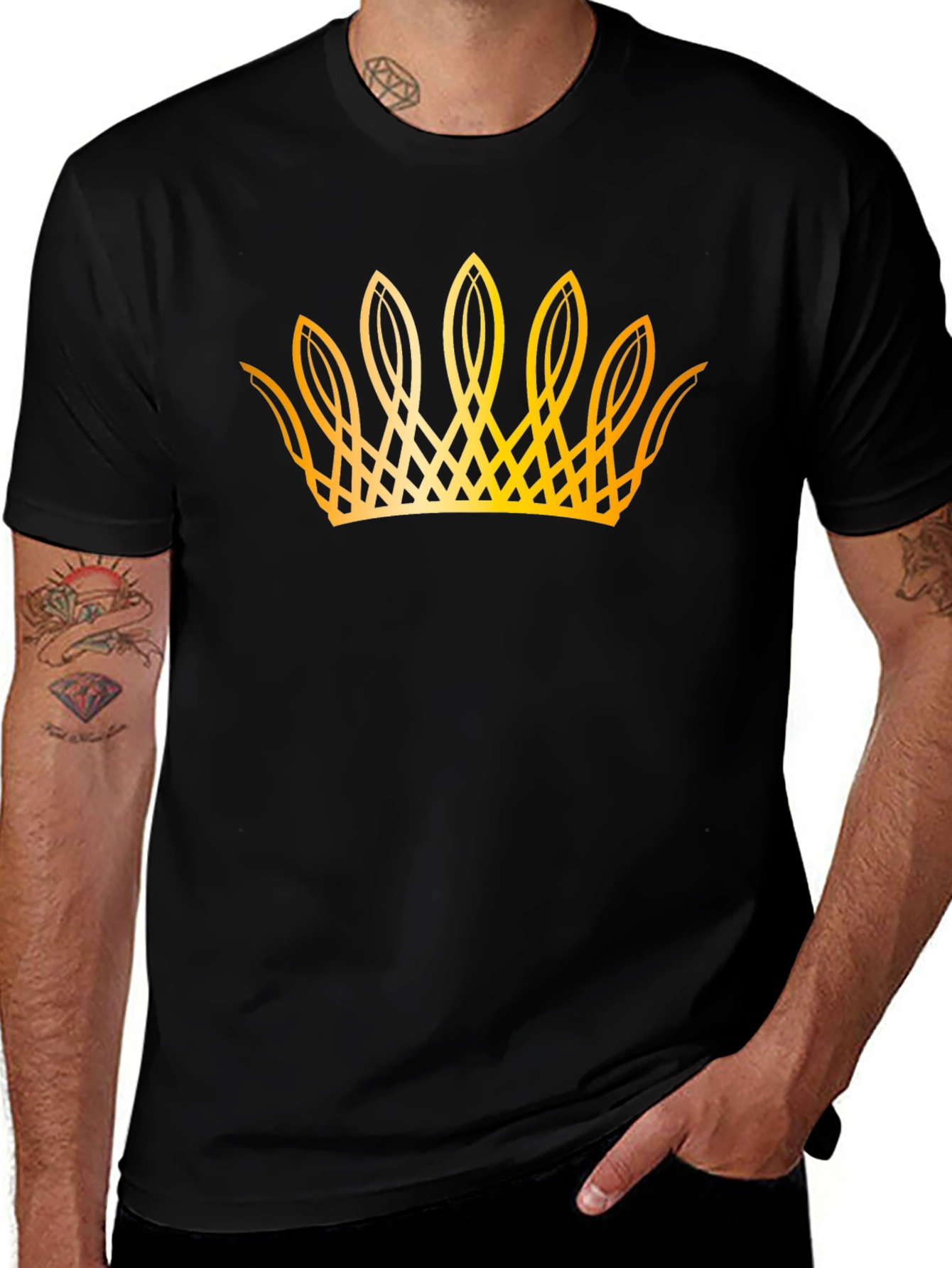 Variant 24 of Golden Crown Graphic Black T-Shirt