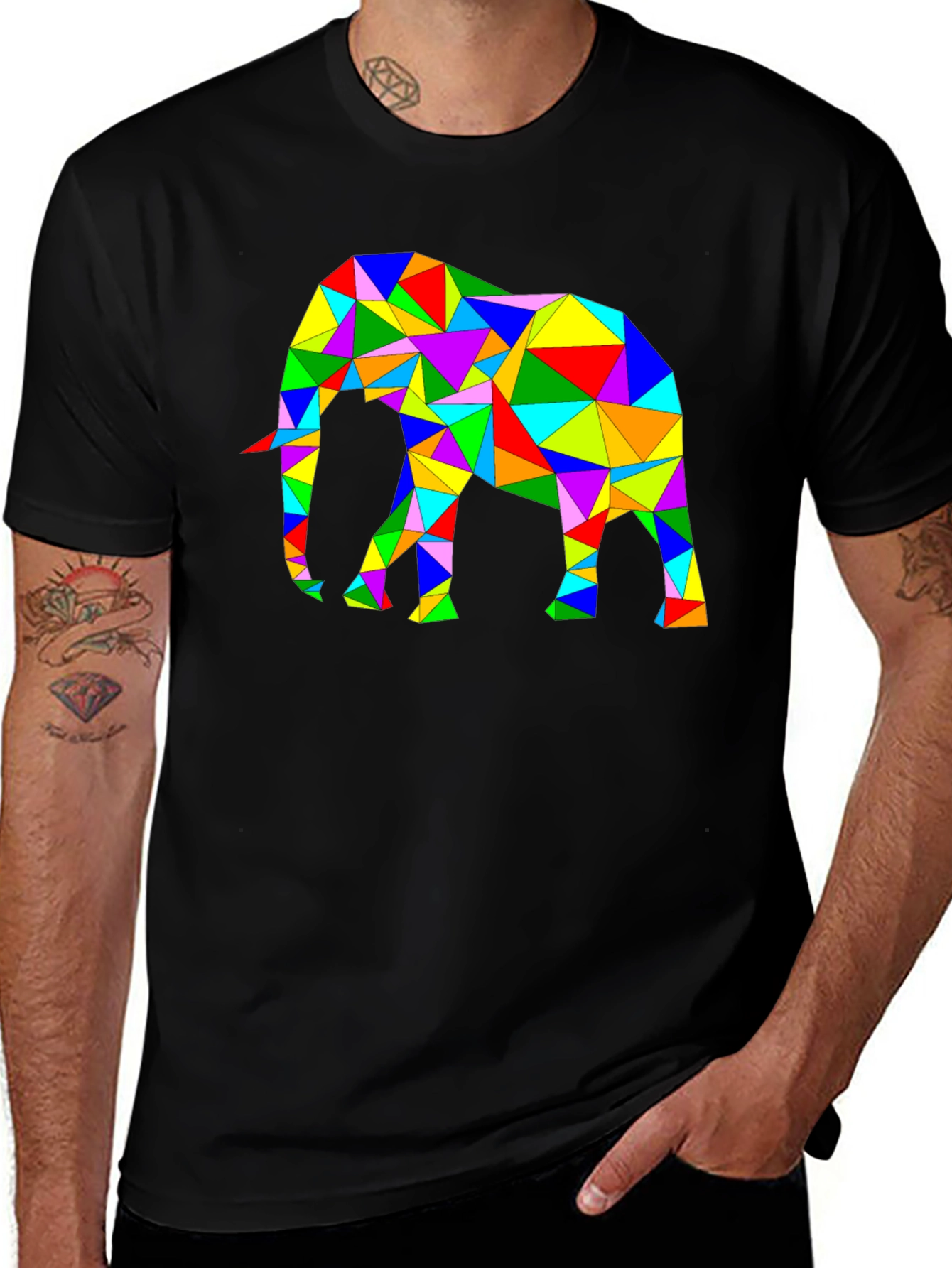 Variant 11 of Geometric Elephant Tee - Colorful Animal Art Shirt