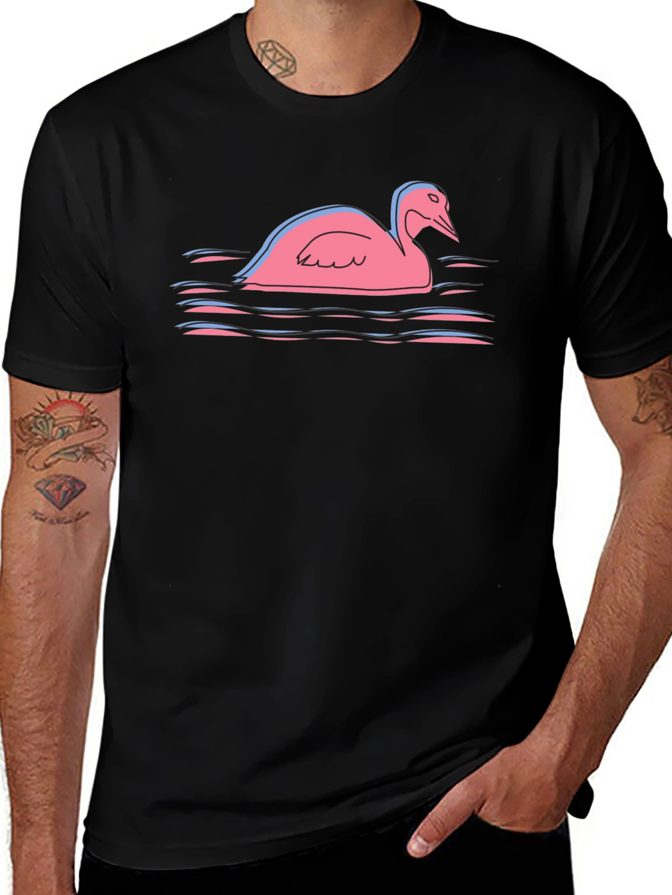 Variant 5 of Pink Swan Graphic Tee - Unique Bird Lover Gift