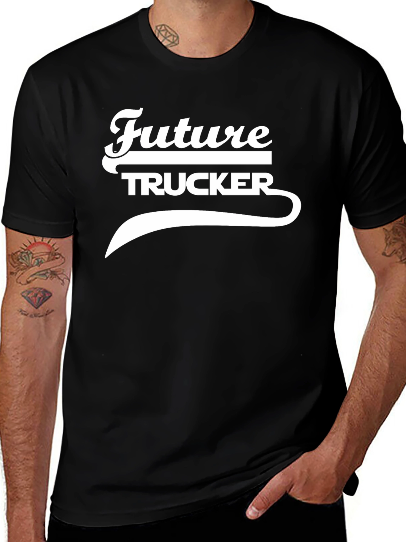 Variant 18 of Future Trucker T-Shirt - Black Crew Neck Tee
