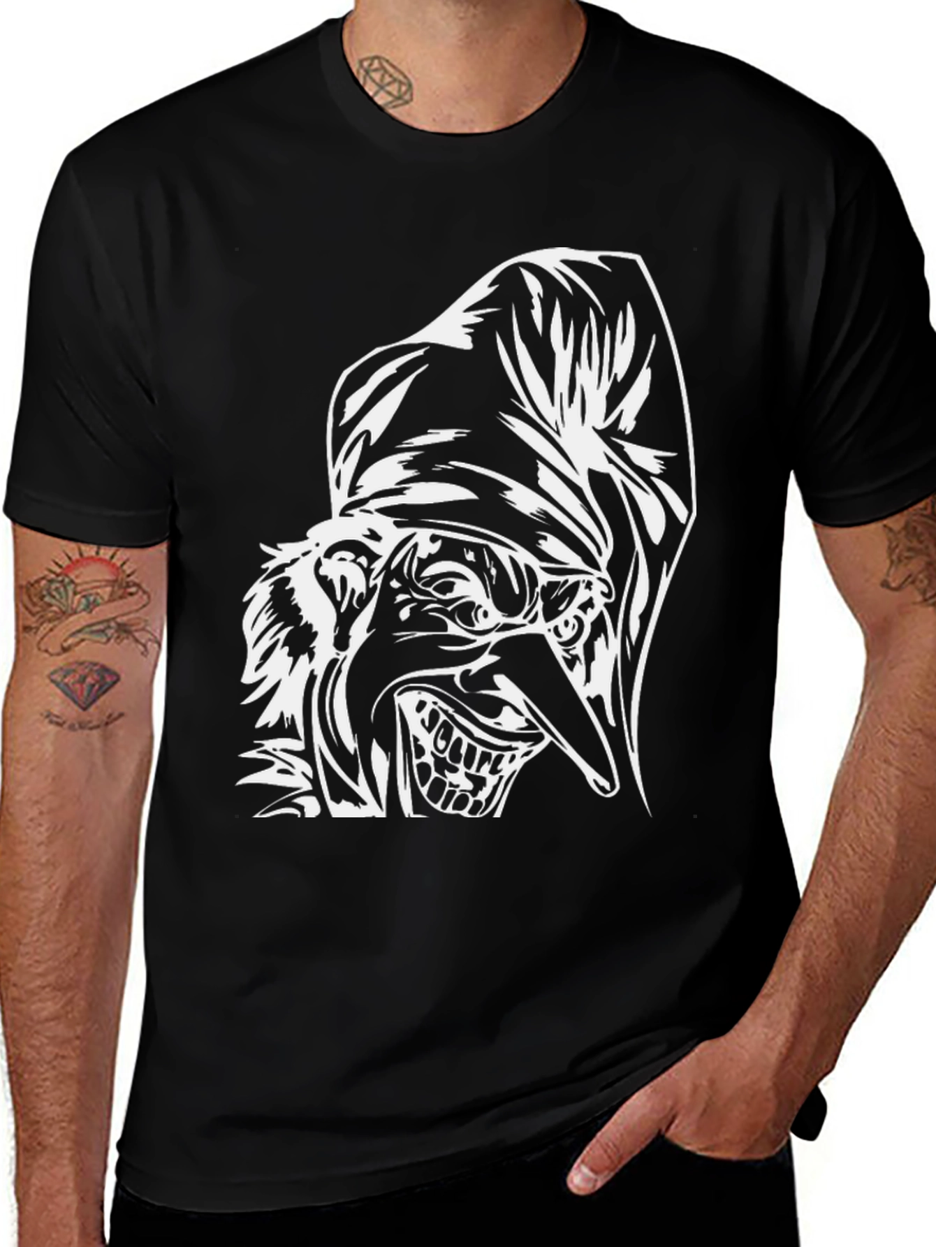 Variant 20 of Creepy Jester Graphic Tee - Black Cotton Shirt