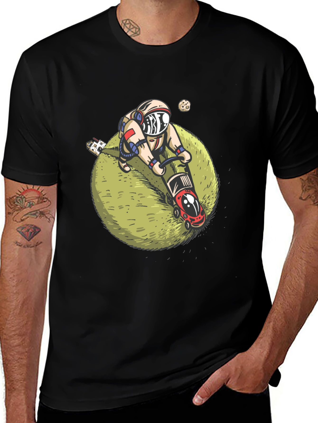 Variant 30 of Astronaut Lawn Mowing T-Shirt - Space Humor Tee