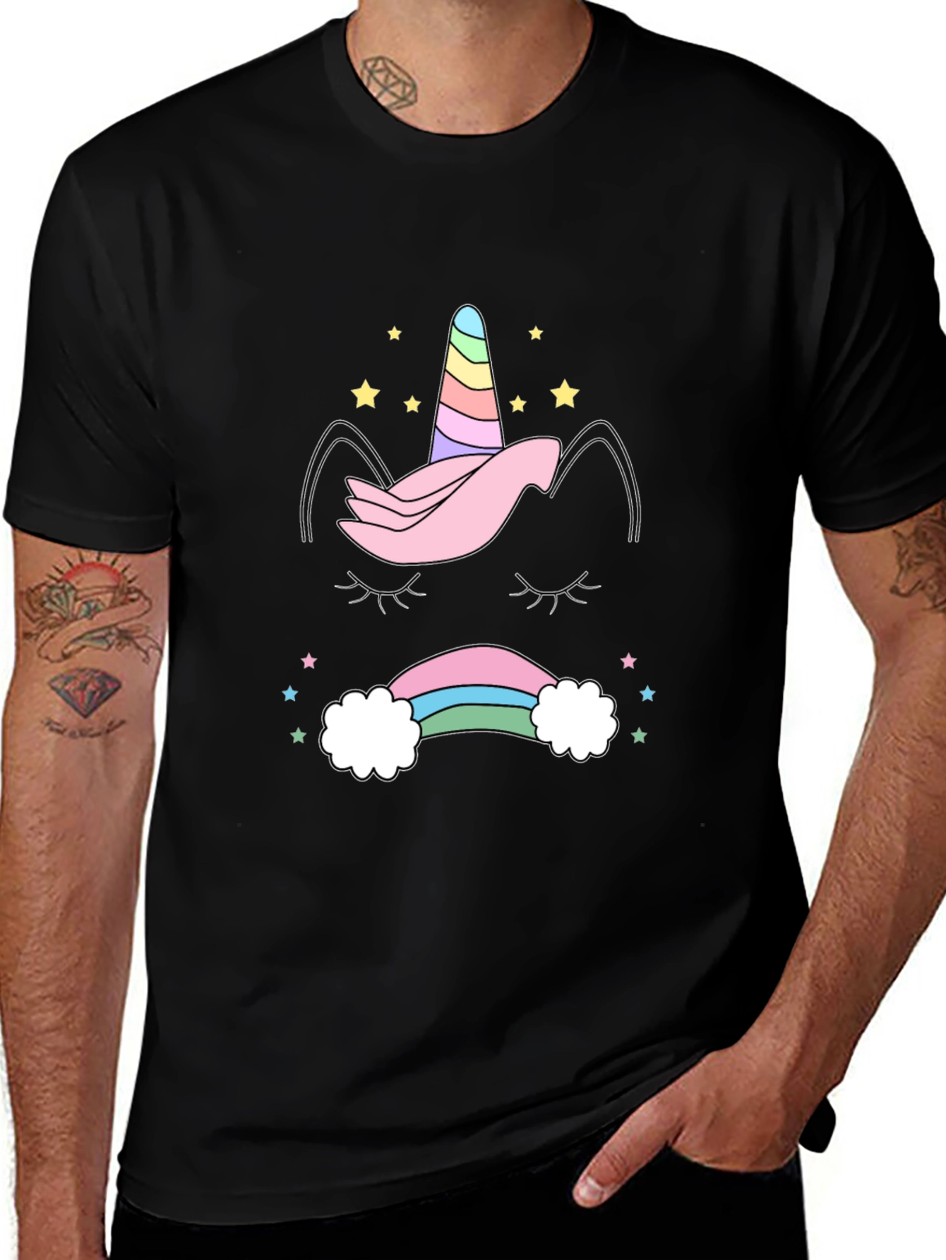Variant 3 of Unicorn Rainbow Graphic Tee - Black Casual Shirt