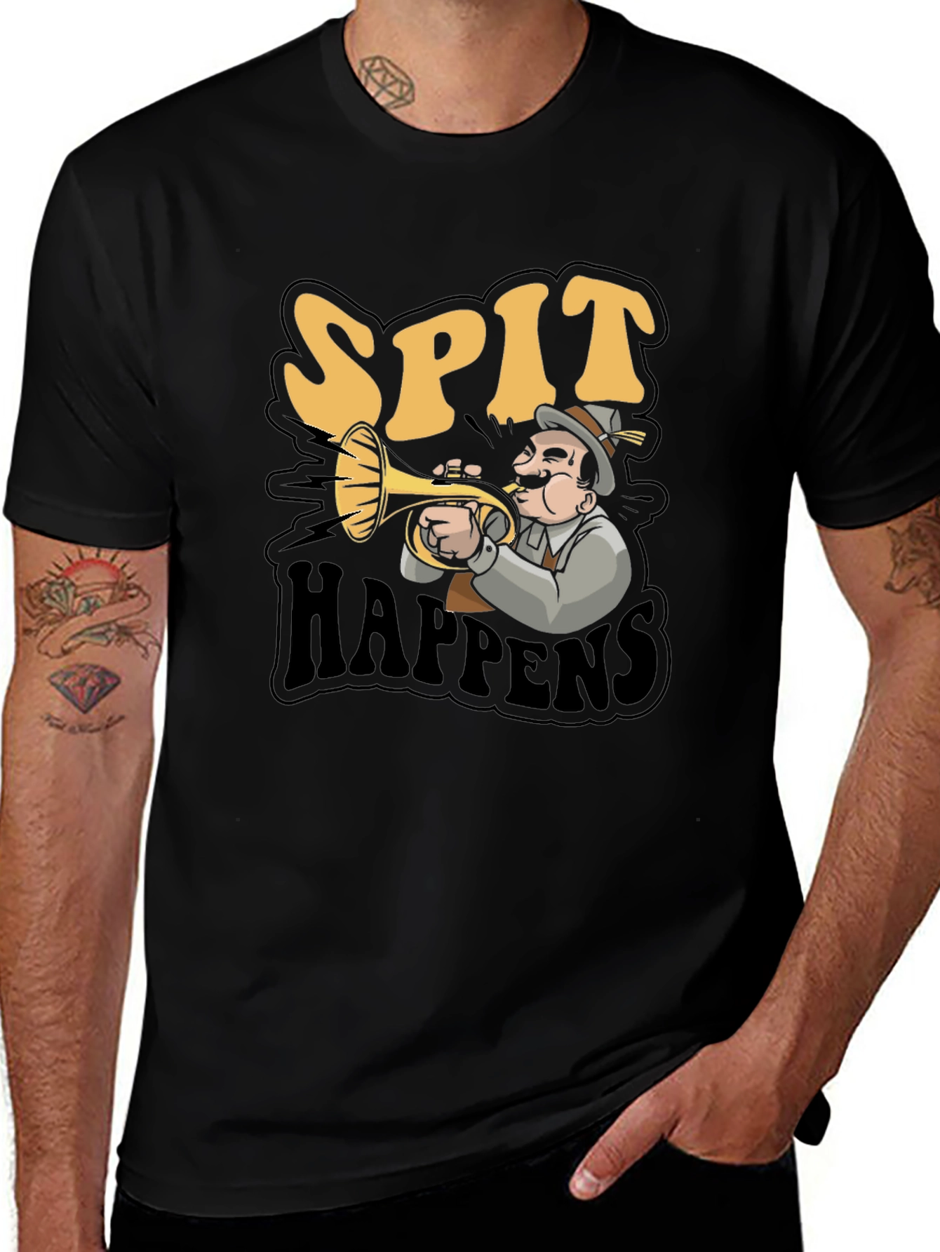 Variant 29 of Spit Happens Trumpet Graphic T-Shirt