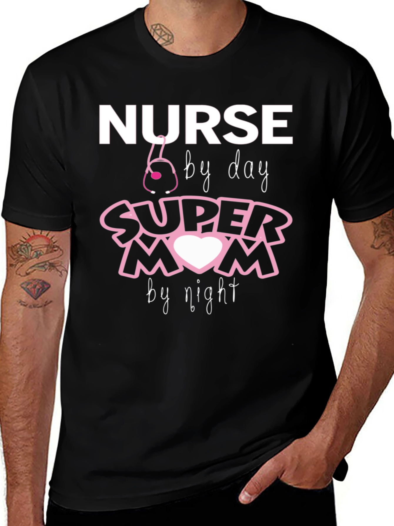Variant 17 of Nurse by Day, Super Mom by Night T-Shirt