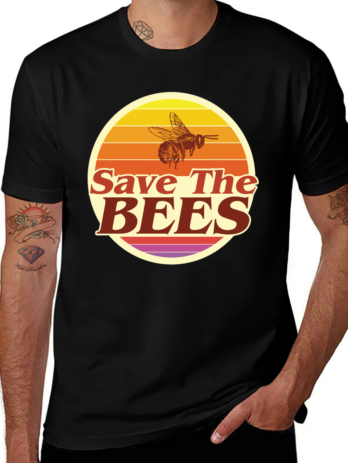 Variant 5 of Save the Bees T-Shirt - Retro Style