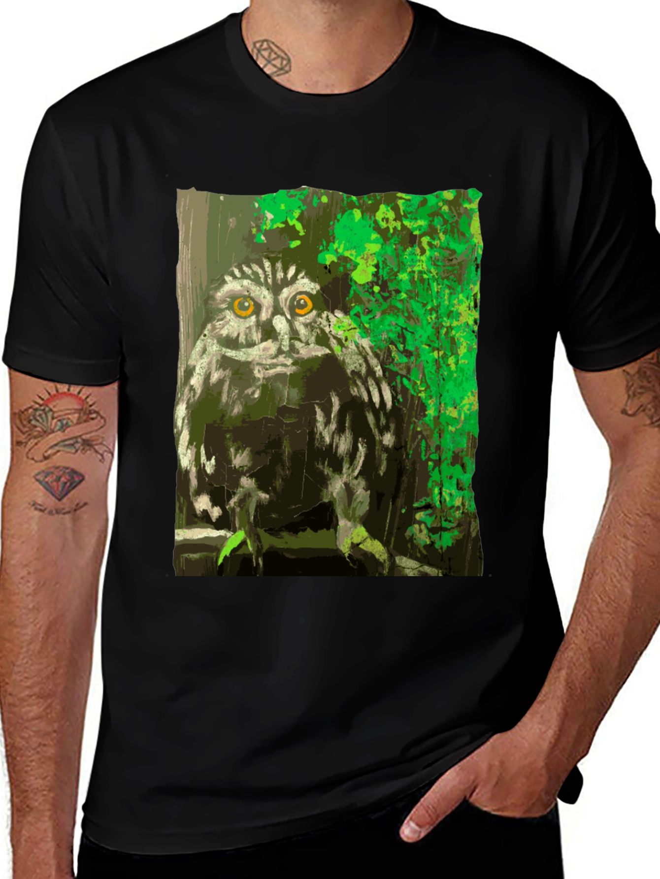 Variant 19 of Owl Graphic Print Crew Neck T-Shirt