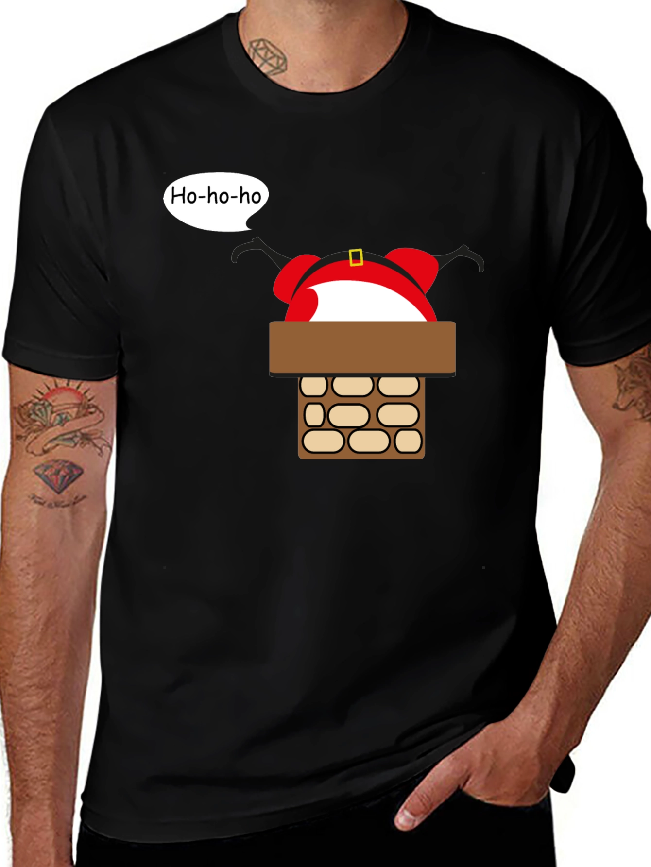 Santa in Chimney T-Shirt - Ho Ho Ho Christmas Tee