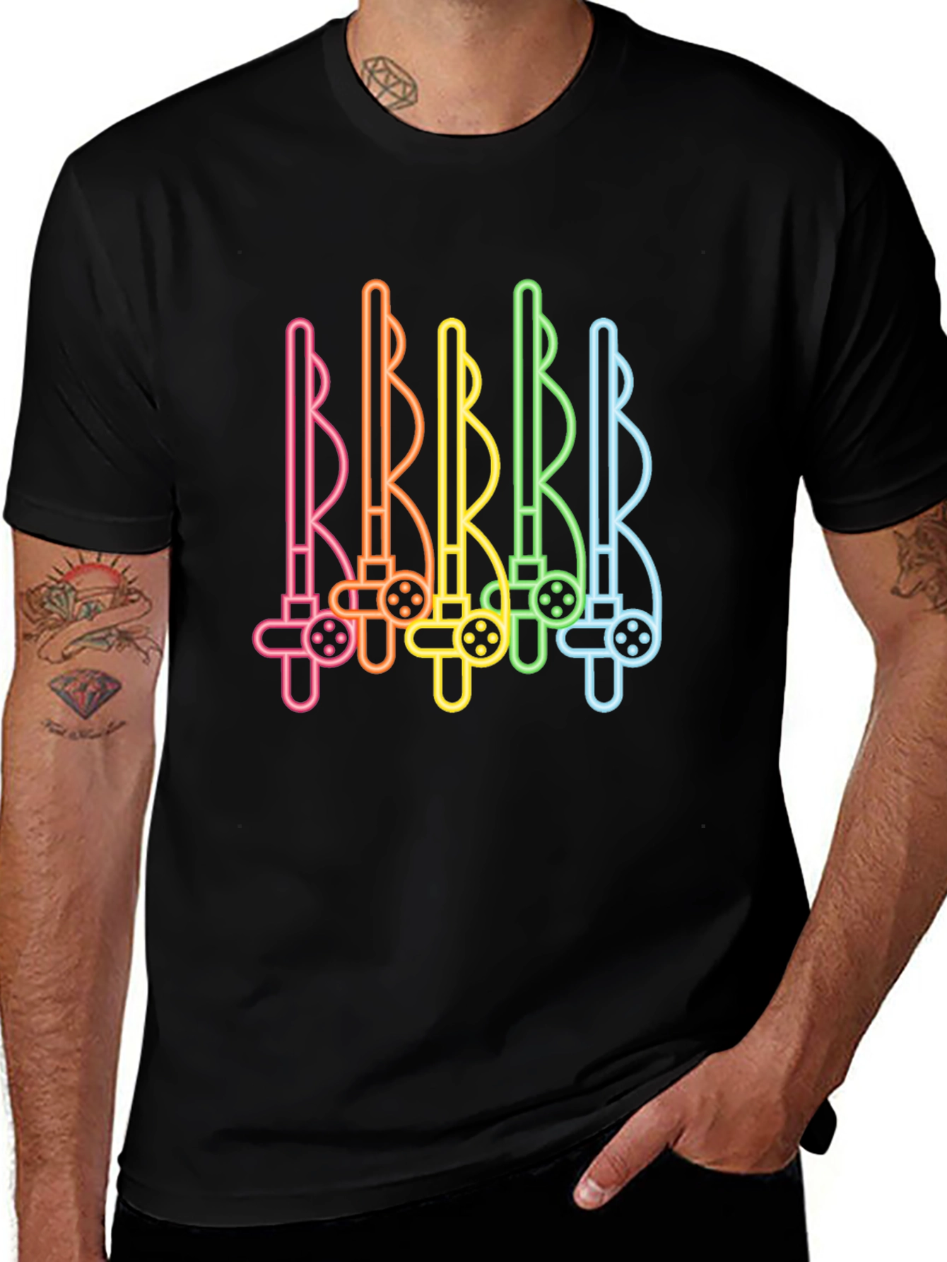 Variant 14 of Rainbow Fishing Rods Graphic Tee