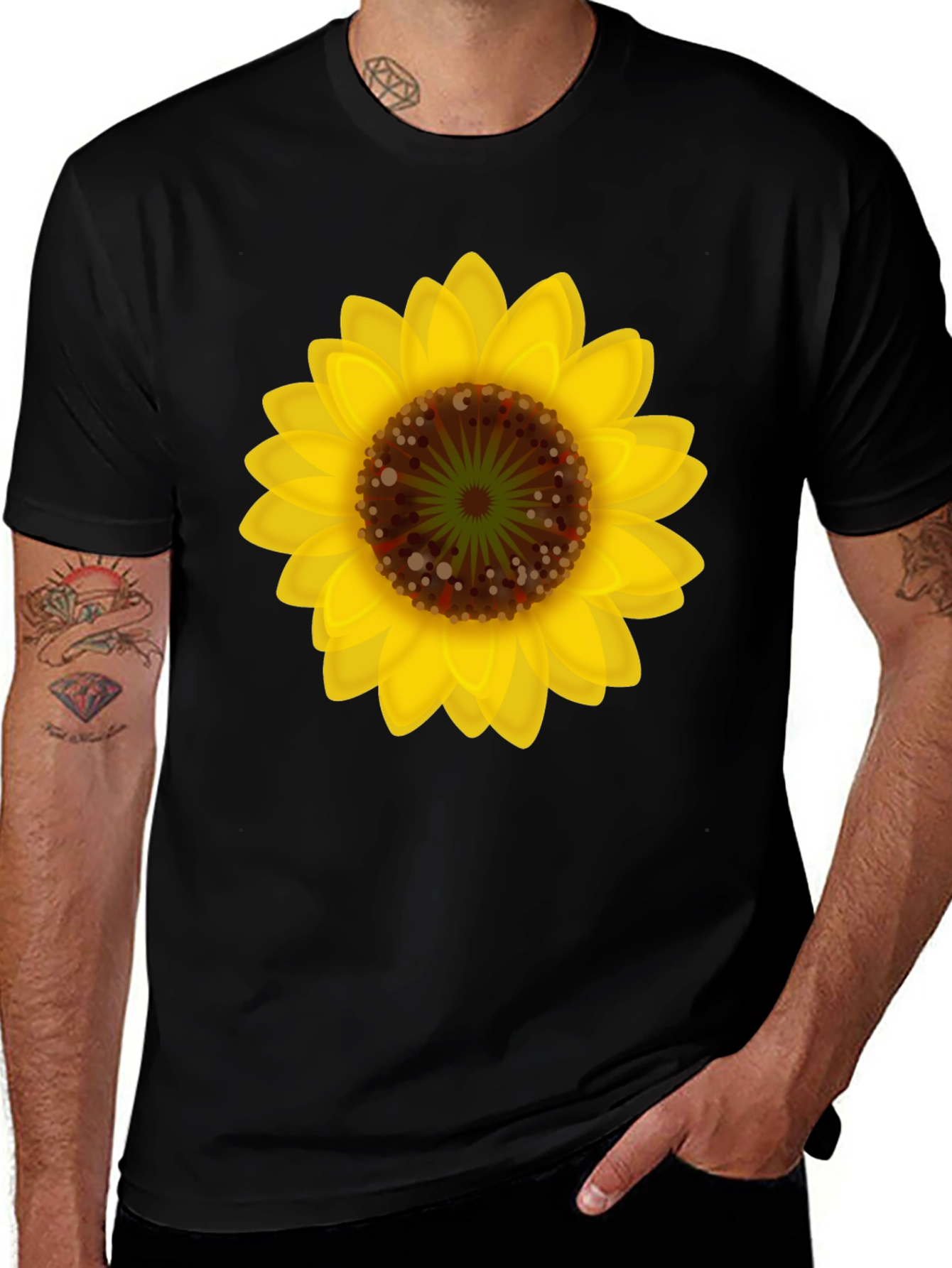 Variant 23 of Sunflower Graphic Black T-Shirt