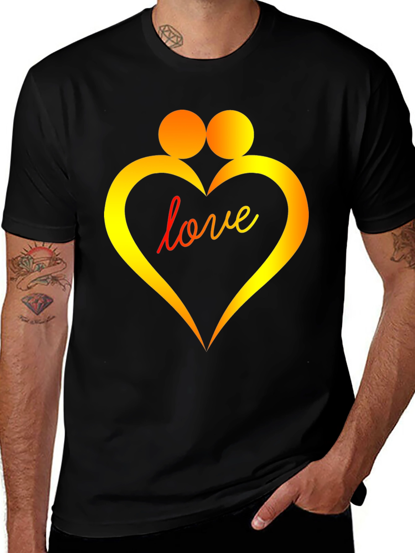 Variant 30 of Love Heart Graphic Black T-Shirt