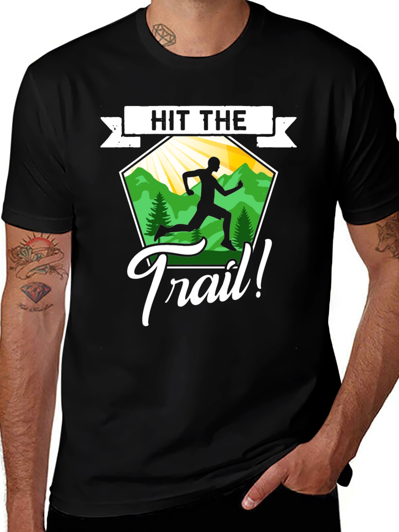 Variant 9 of Hit the Trail Graphic Tee - Nature Running Shirt