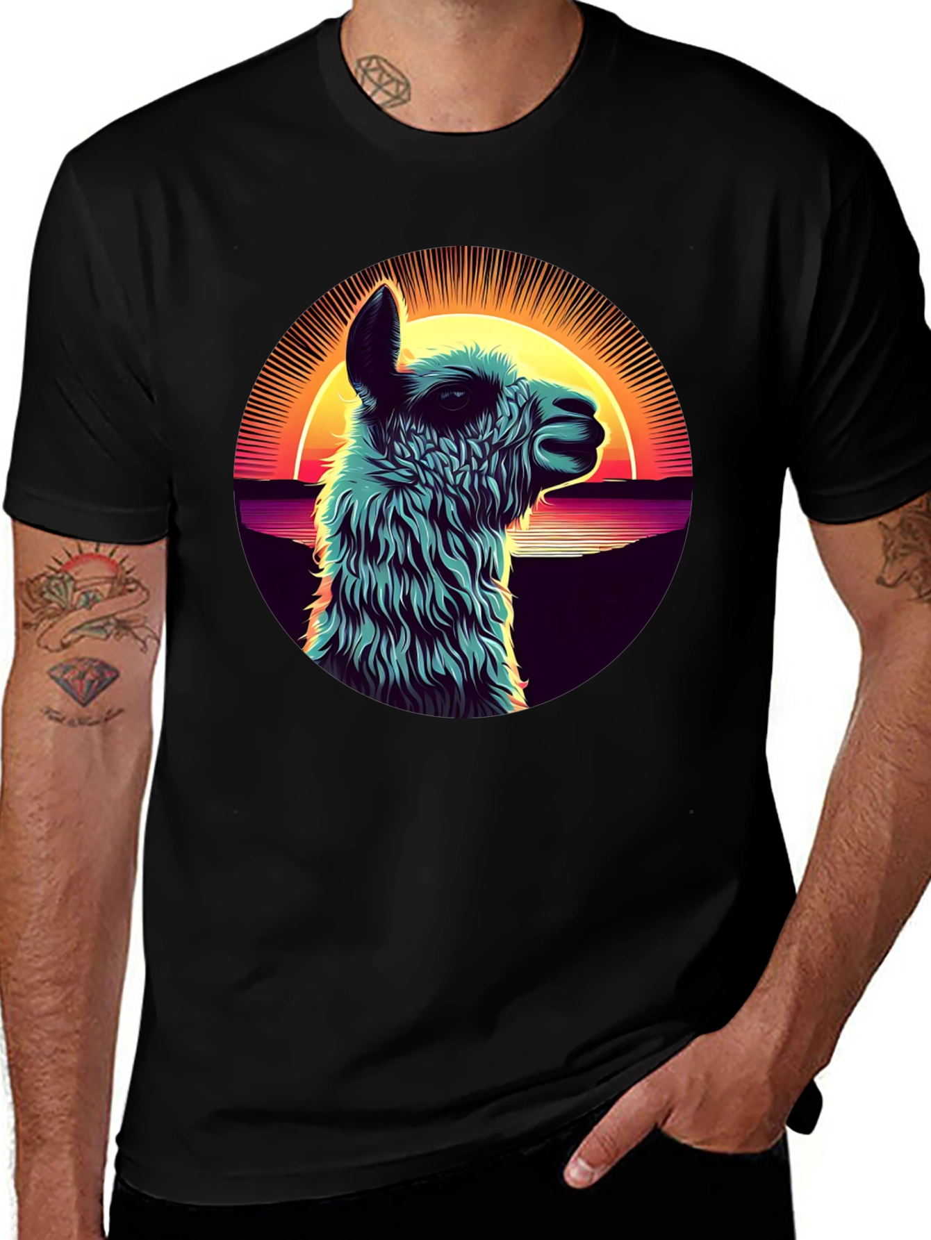Variant 18 of Llama Sunset Graphic Tee