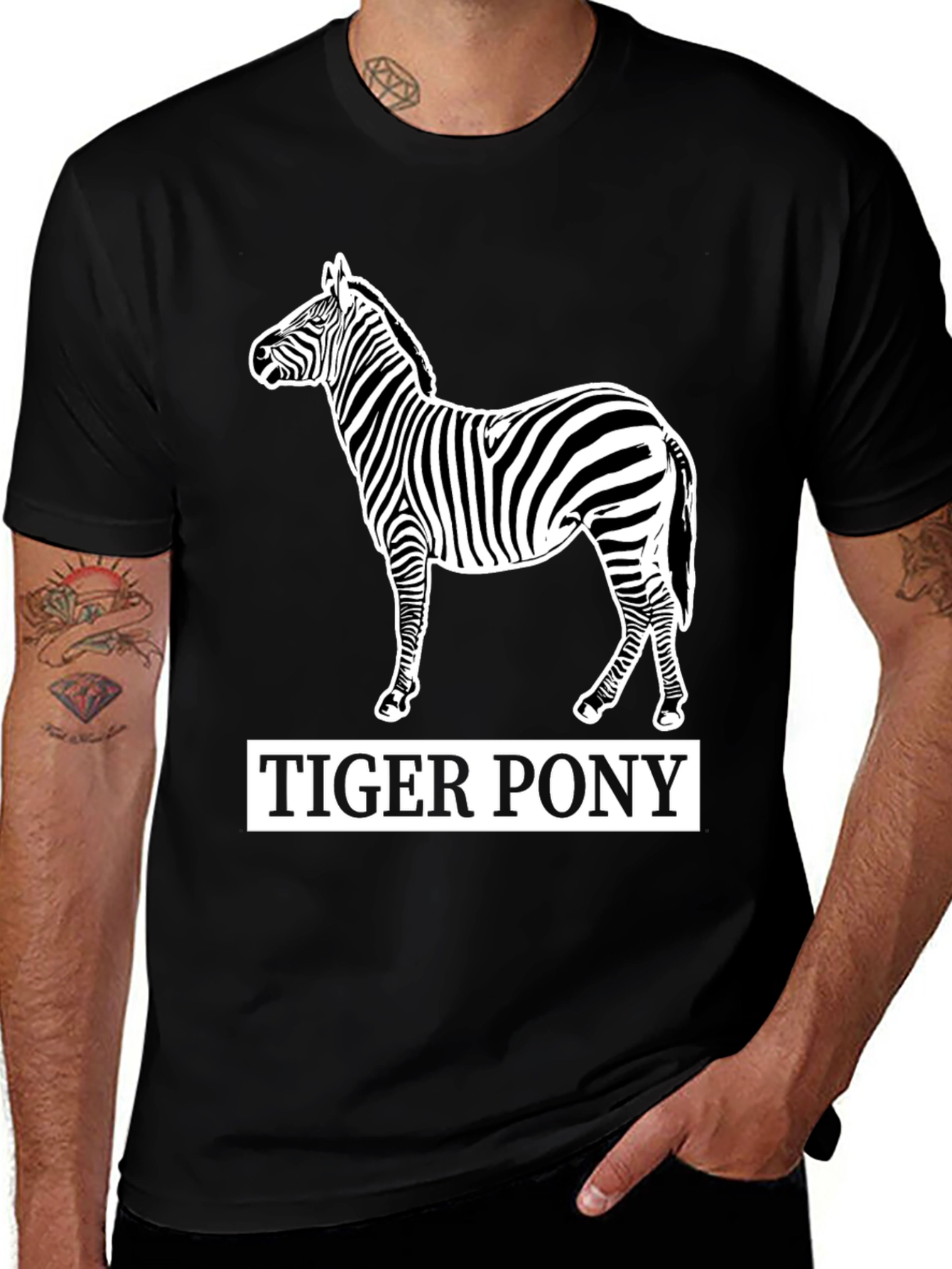 Variant 23 of Zebra 'Tiger Pony' Graphic T-Shirt