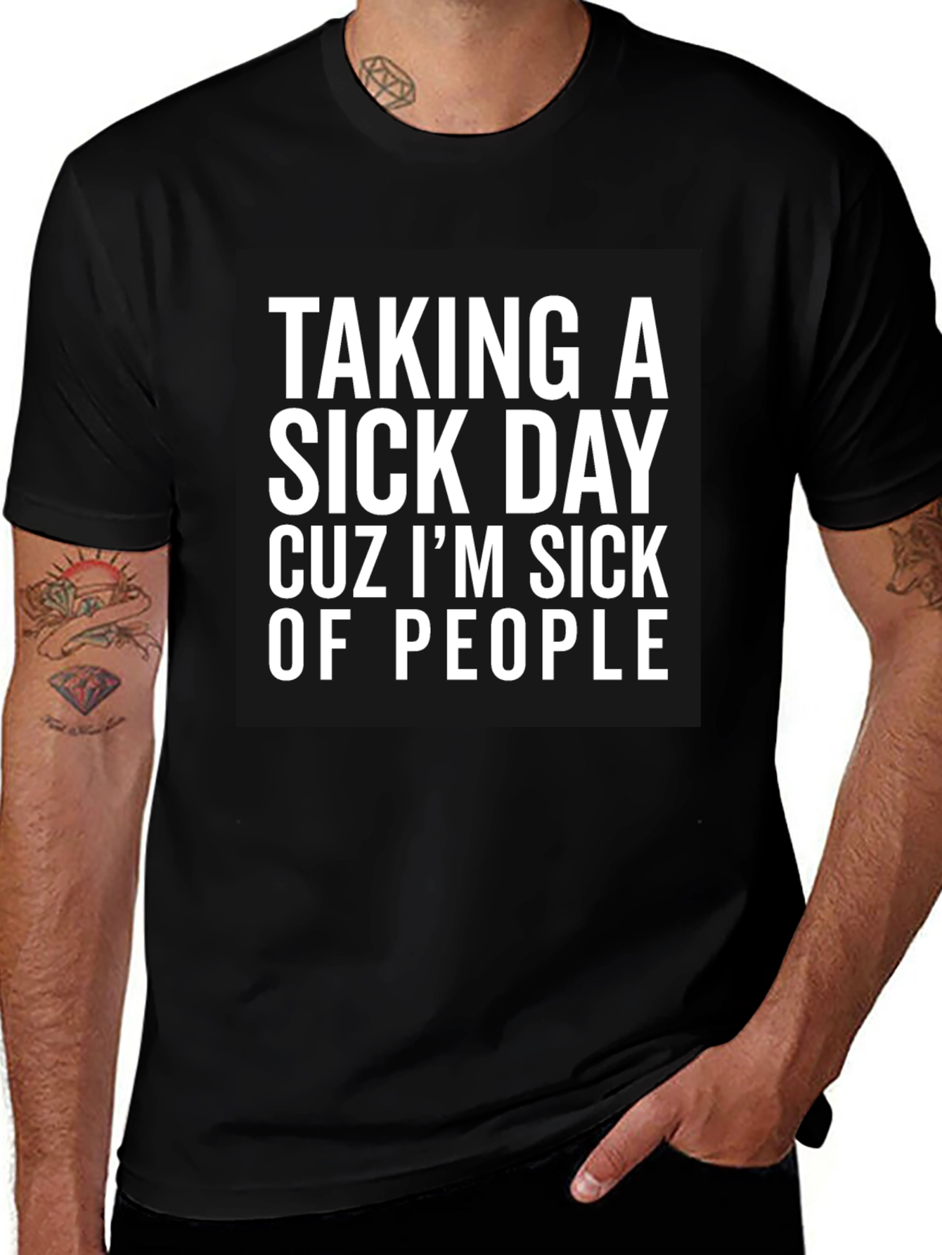 Variant 18 of Sick of People Black Graphic Tee