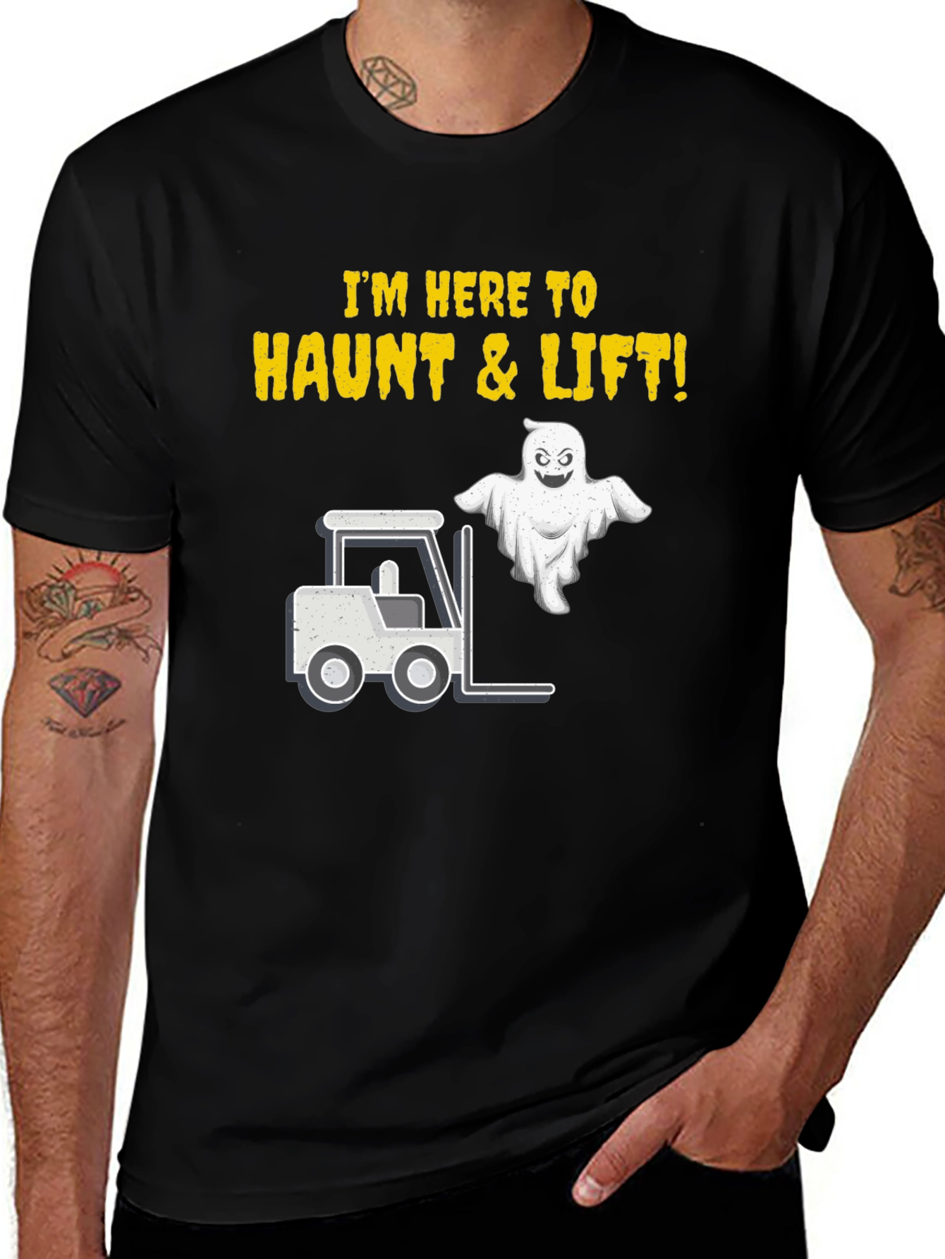 Variant 10 of Halloween Forklift T-Shirt - I'm Here to Haunt & Lift!