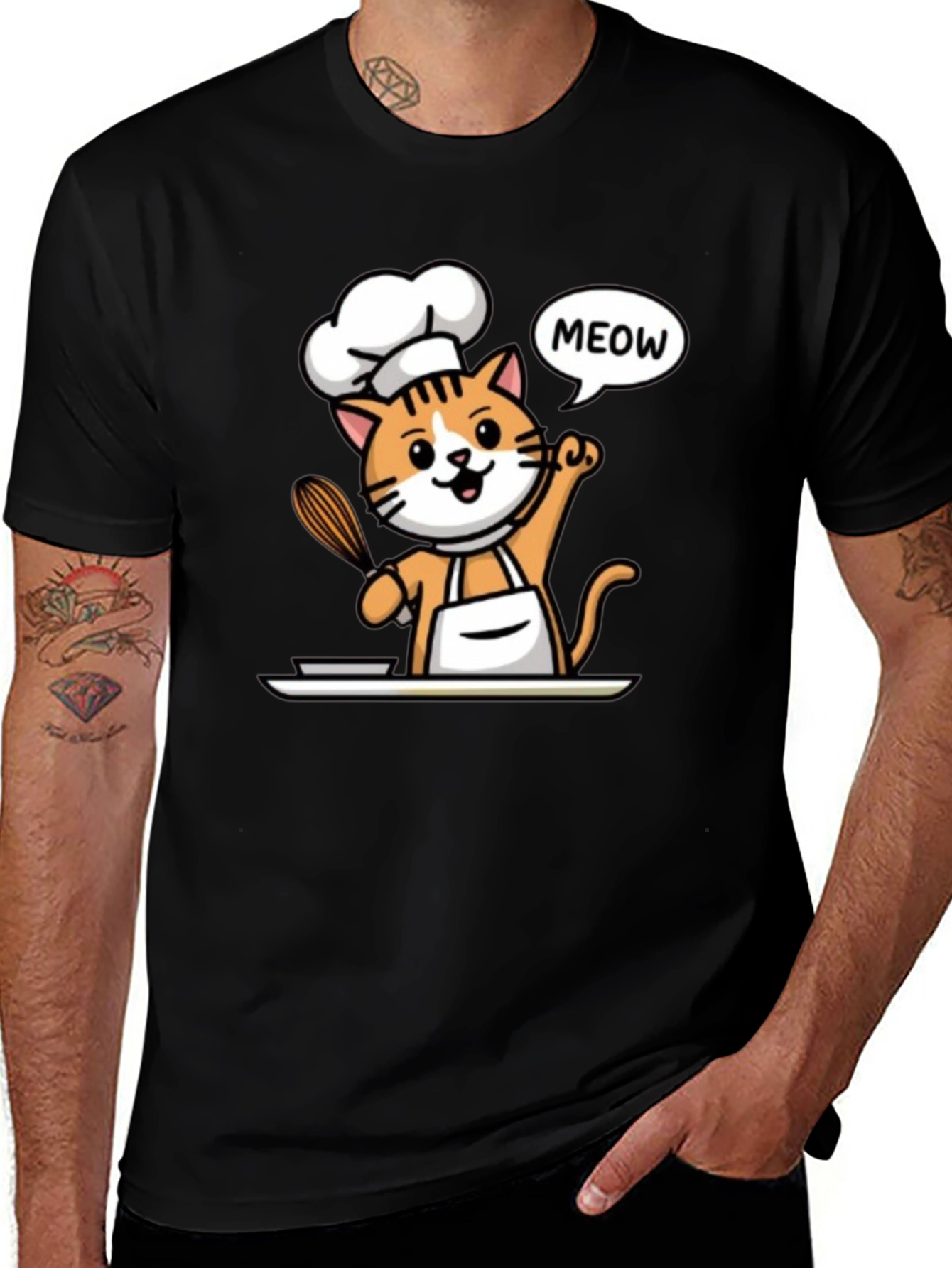 Black Chef Cat T-Shirt - Funny Culinary Kitten Tee main image