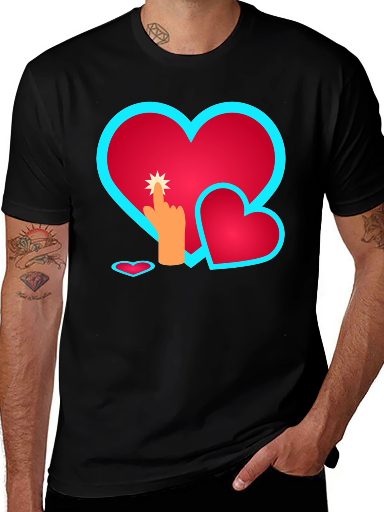 Variant 19 of Heart Touch Graphic Tee - Black