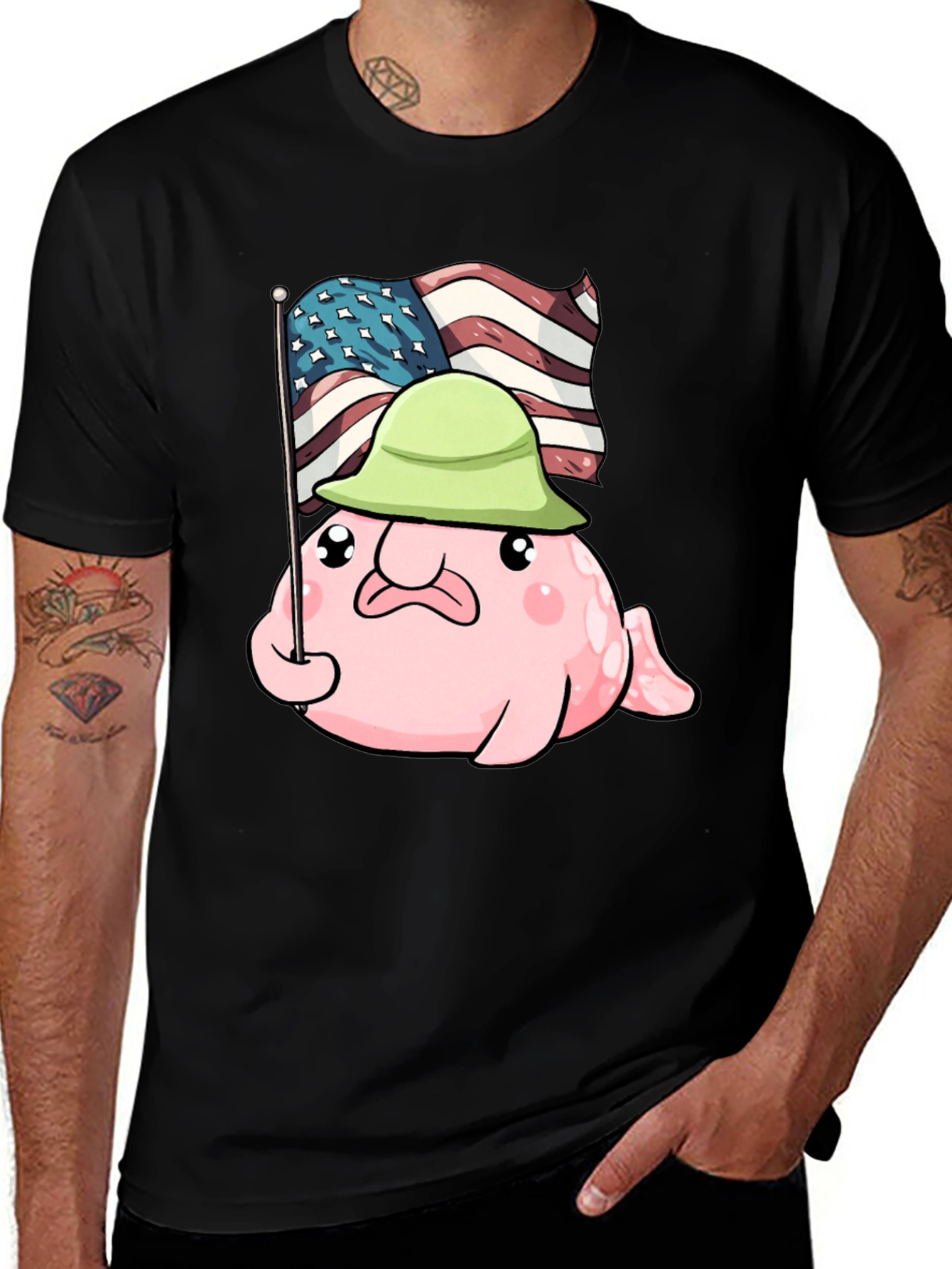 Variant 22 of Funny Blobfish USA Flag Graphic T-Shirt