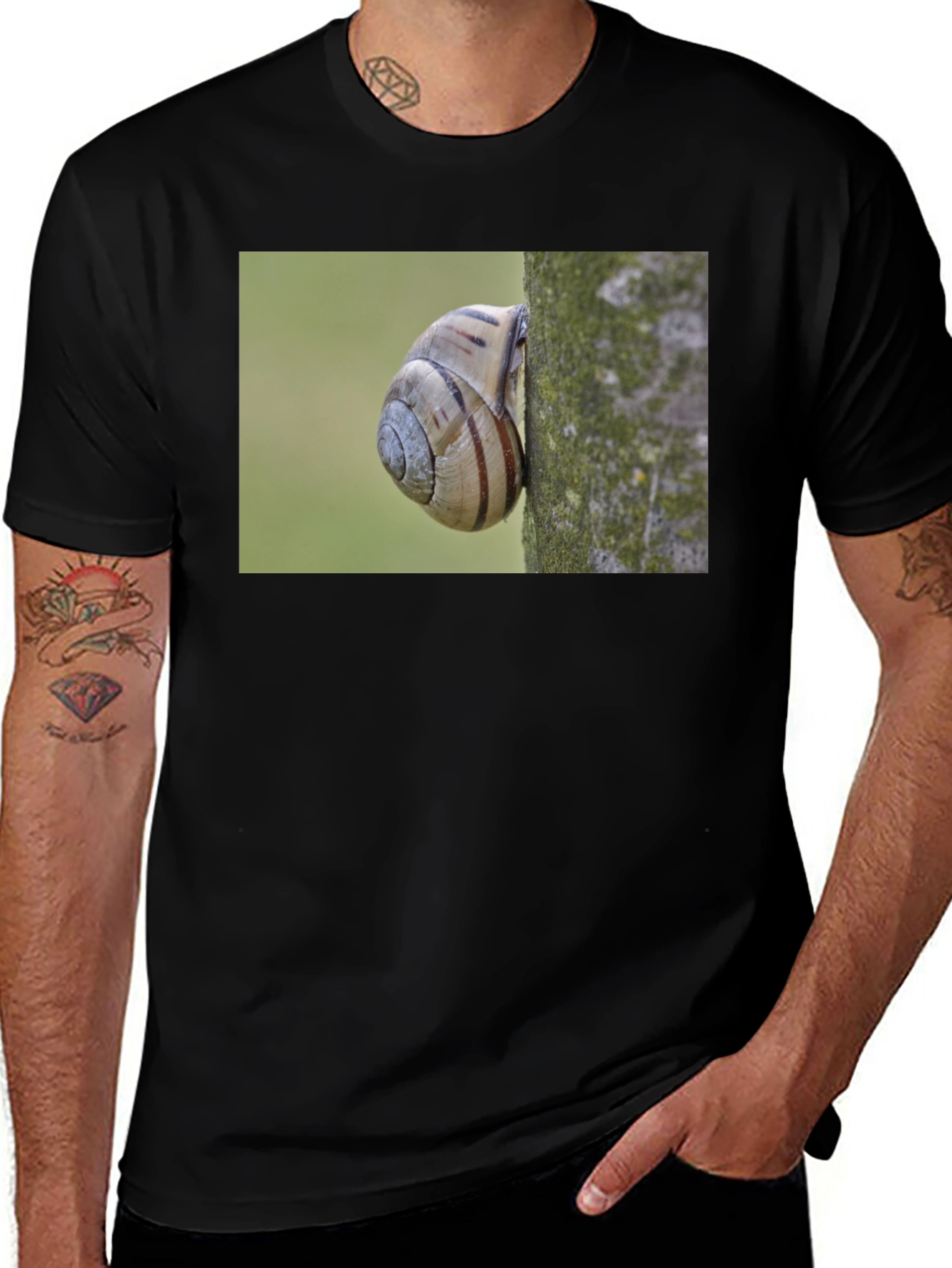 Variant 18 of Snail on Tree Black T-Shirt
