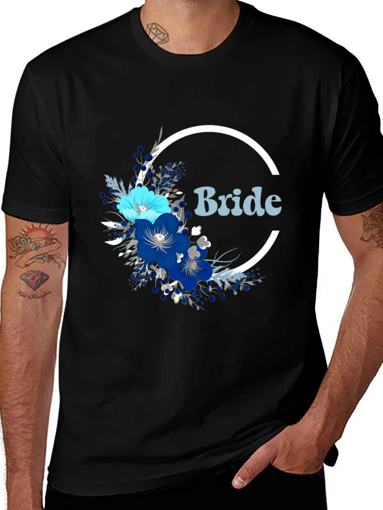 Variant 4 of Bride Floral T-Shirt - Modern Wedding Apparel