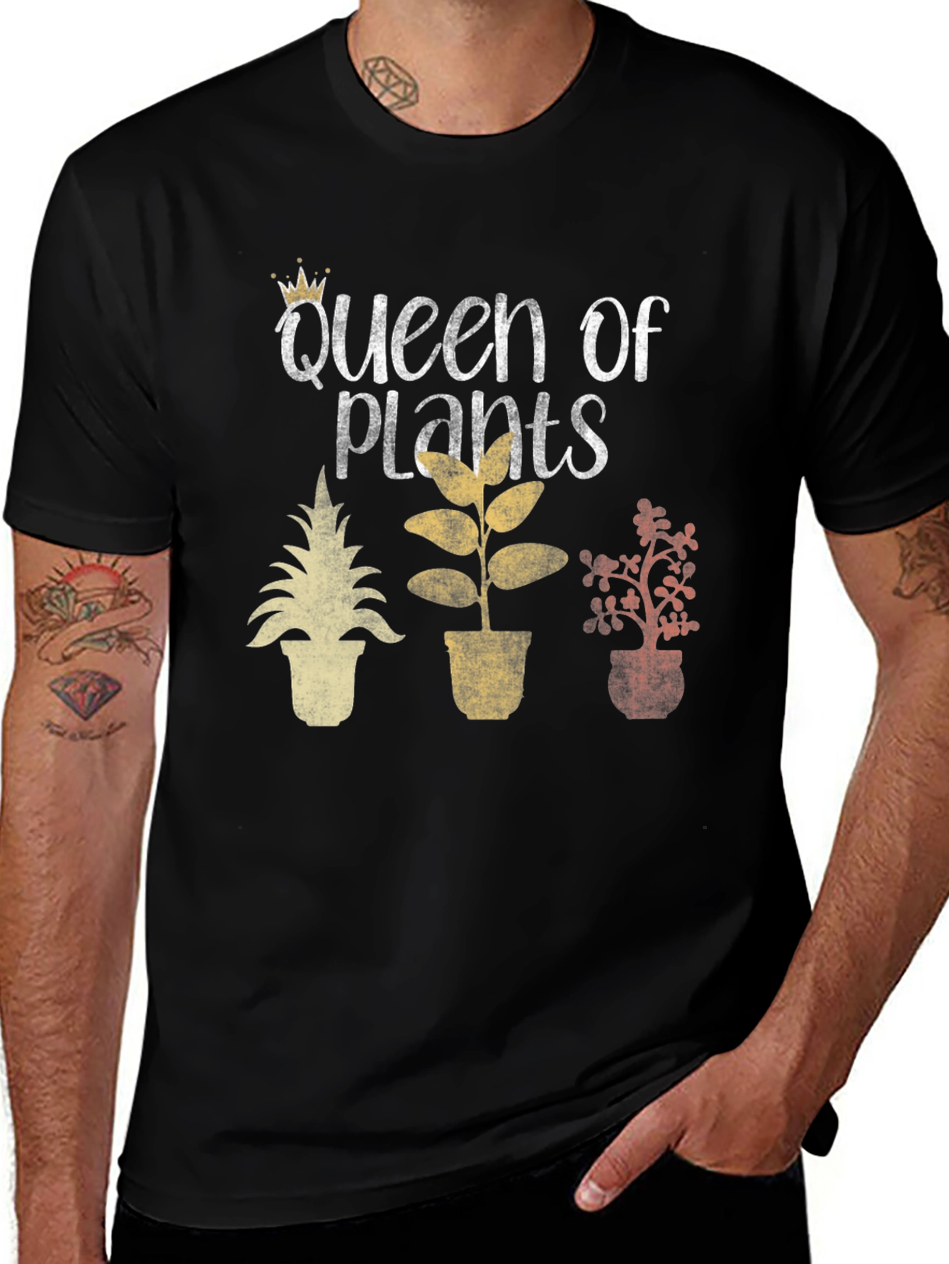 Variant 25 of Queen of Plants Graphic Tee - Black Cotton Shirt
