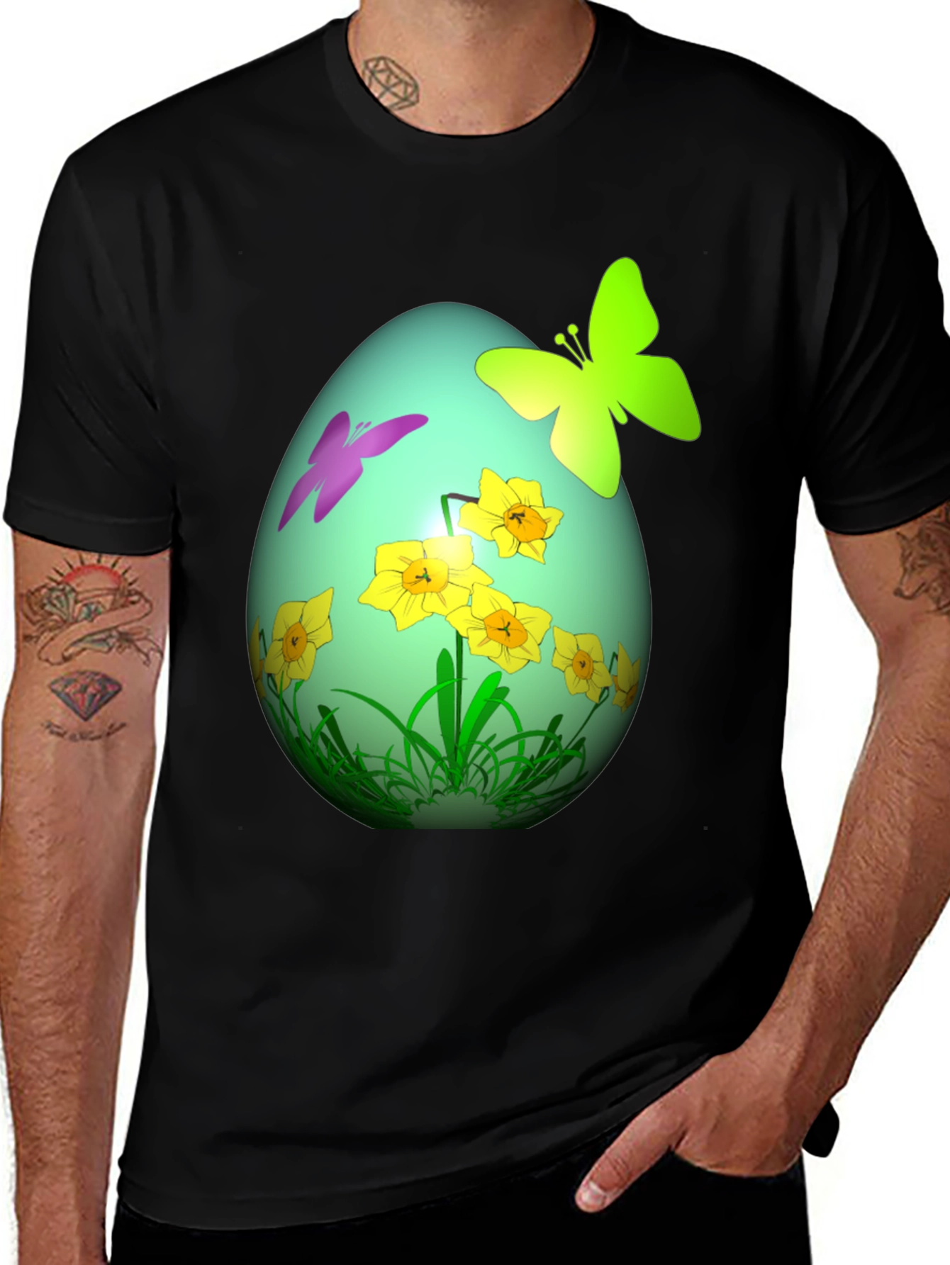 Variant 26 of Easter Egg Butterfly Daffodil Graphic Tee